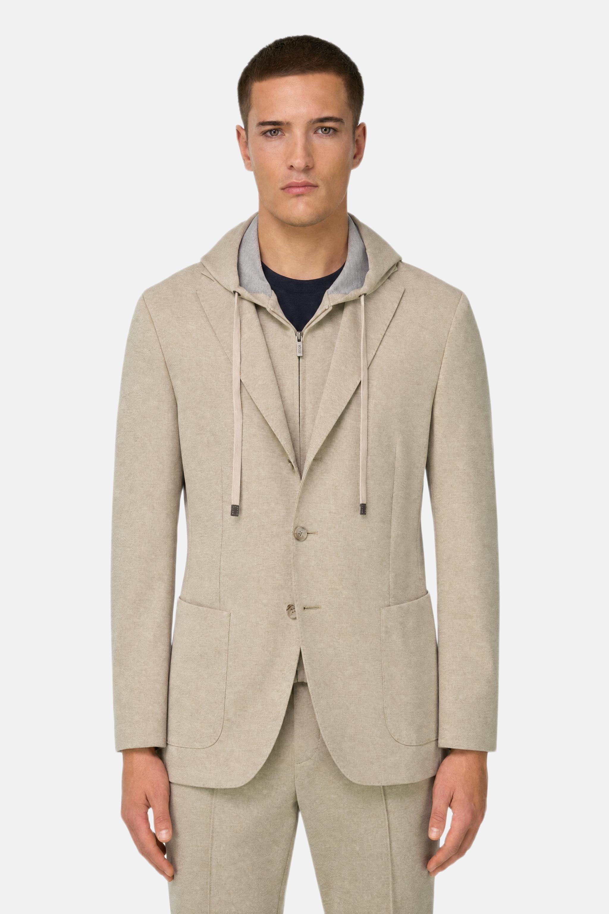Madison Sweatshirt Jacket in a Stretch Cotton Blend Beige, Beige, medium