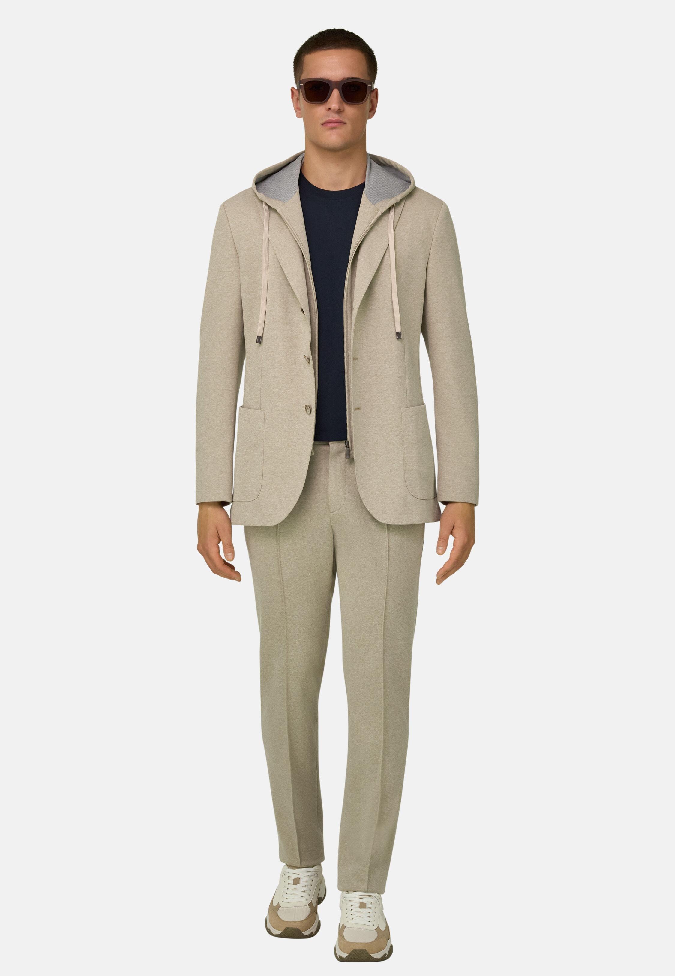 Madison Sweatshirt Jacket in a Stretch Cotton Blend, Beige, Beige, large image number 1