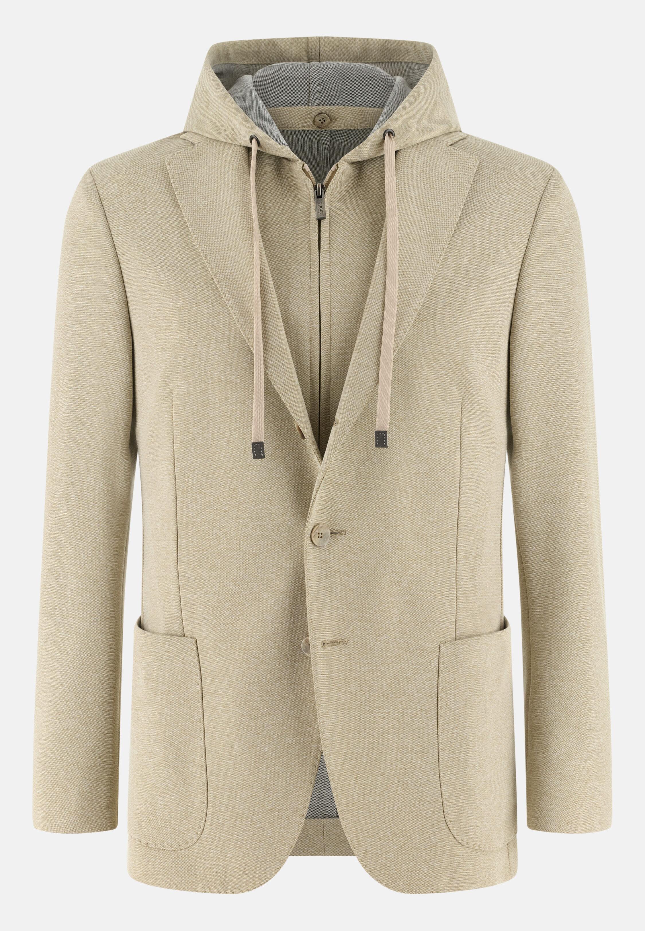 Beig Madison Sweatshirt Jacket In A Stretch Cotton Blend, 3901_BEIG, large image number 3