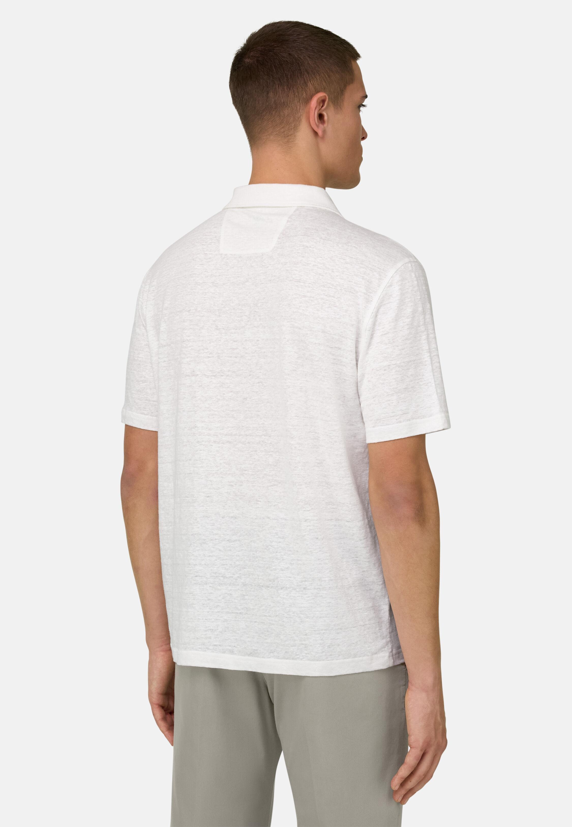 Stretch Linen Jersey Polo Shirt White, White, large image number 2