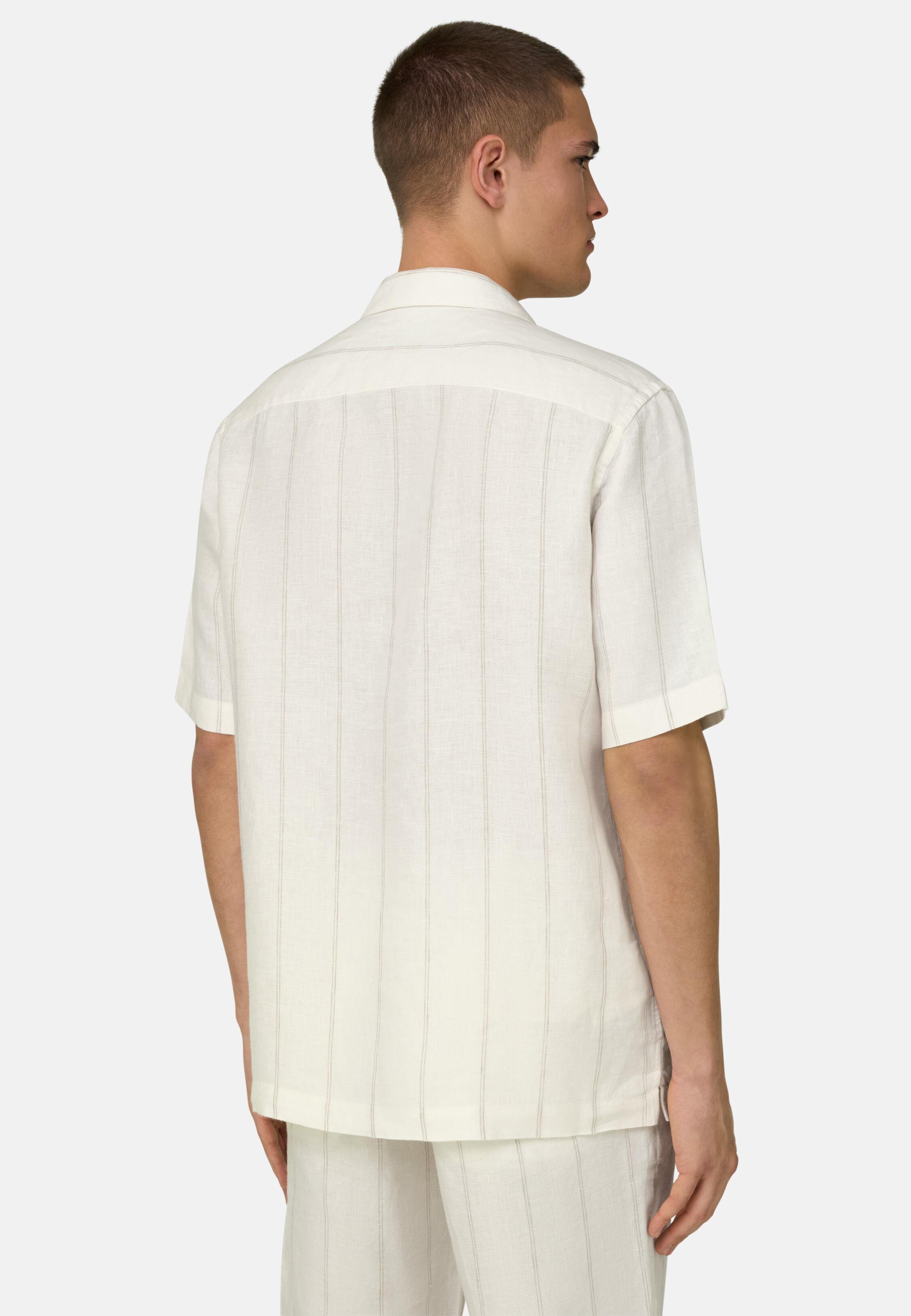 Regular Fit Pinstripe Linen Shirt White, White, large image number 1