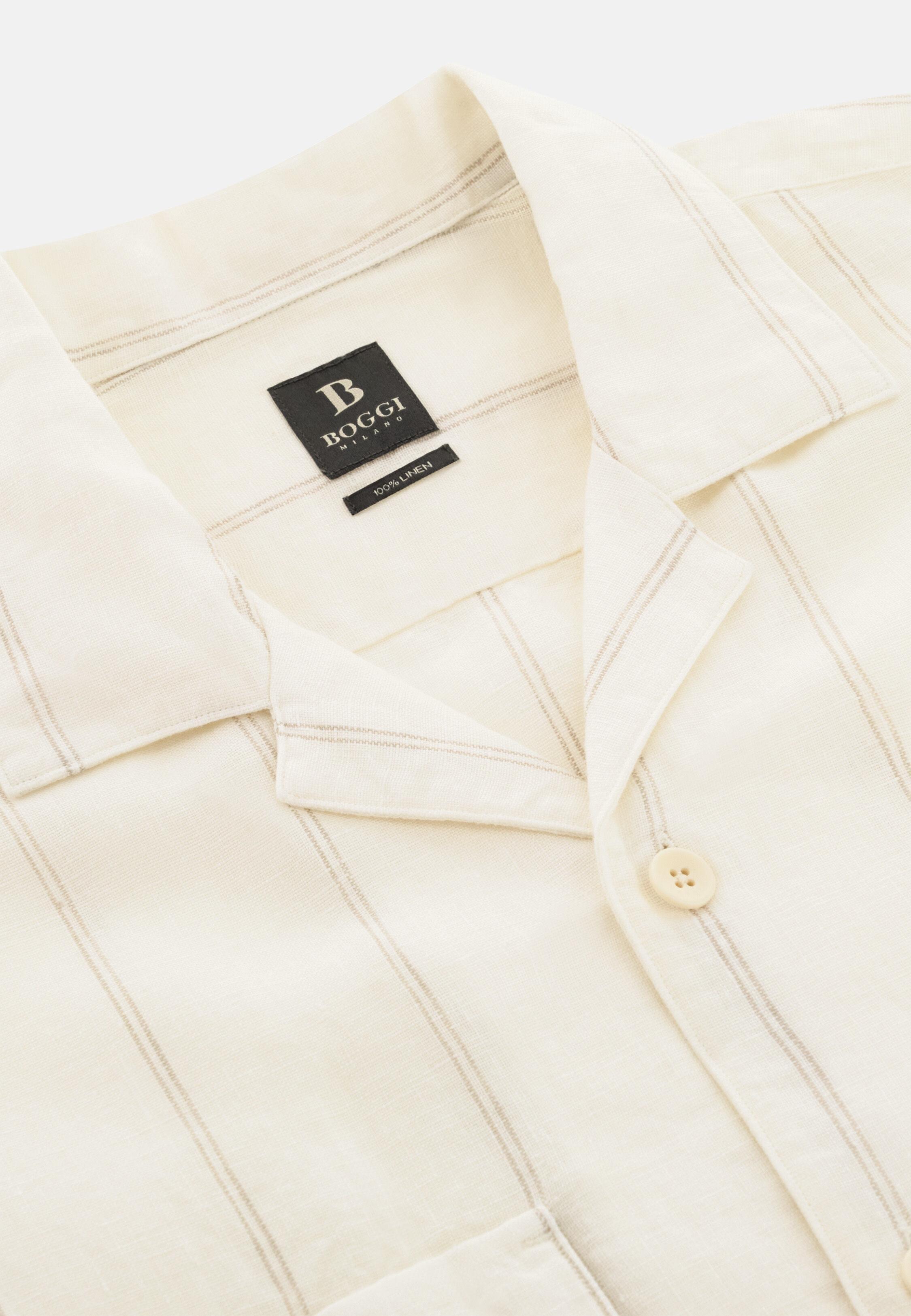 Regular Fit Pinstripe Linen Shirt White, White, large image number 3