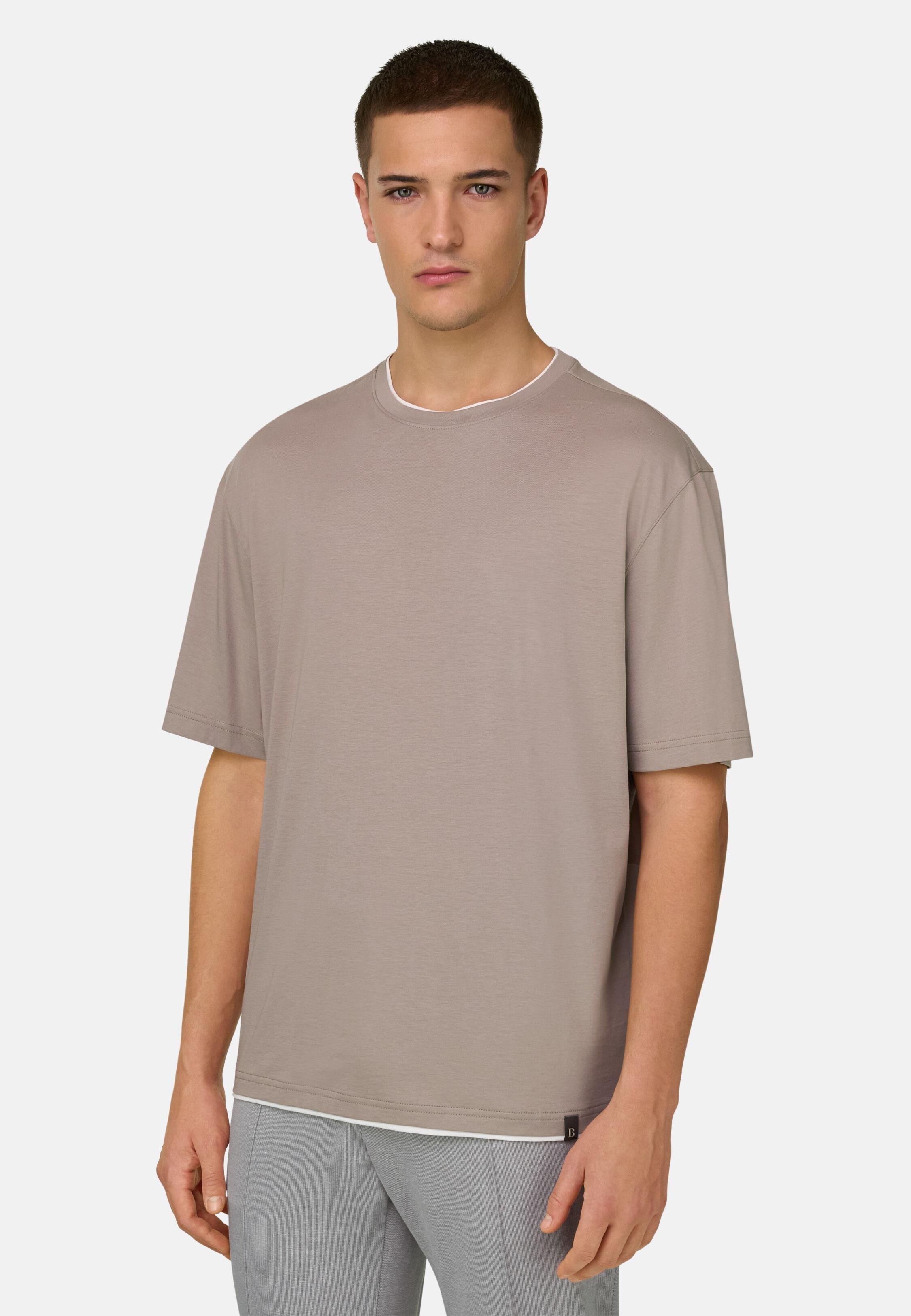 قميص تي شيرت من قطن البيما باللون البني, Taupe, large image number 0