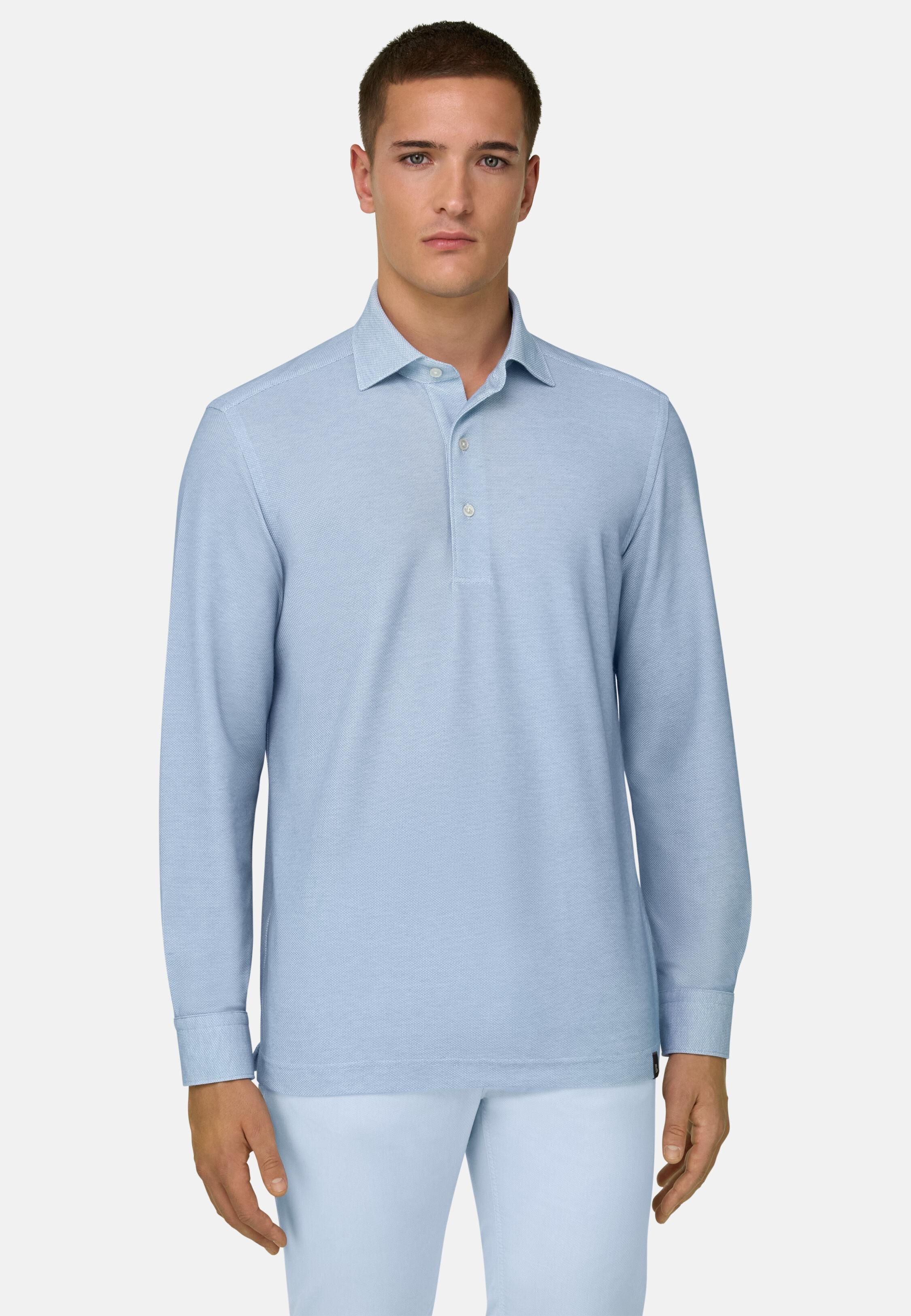 Polo Shirt Made Of Japanese Cotton Blue, 3901_LTBL, medium