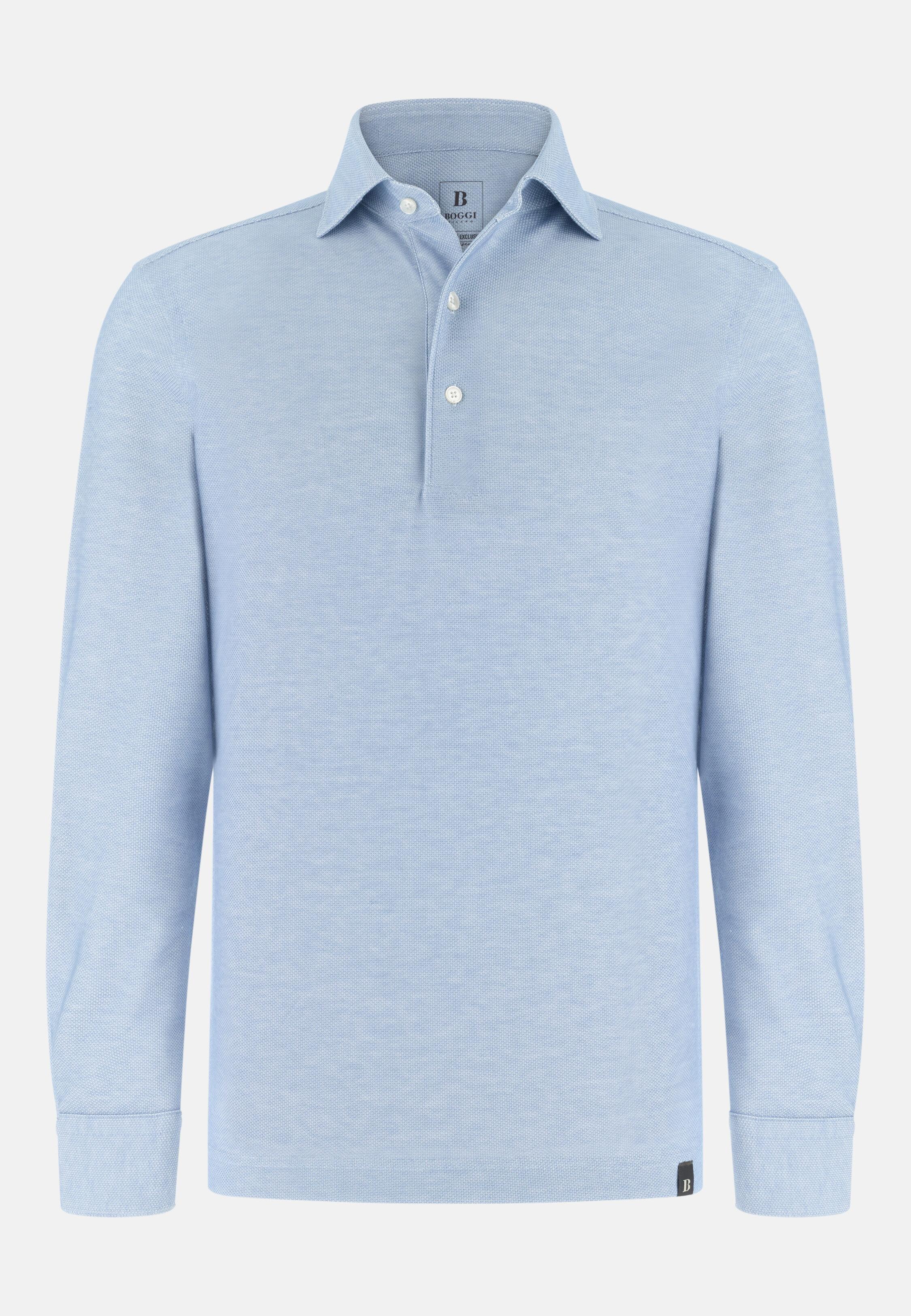 Polo Shirt Made Of Japanese Cotton Blue, 3901_LTBL, large image number 3