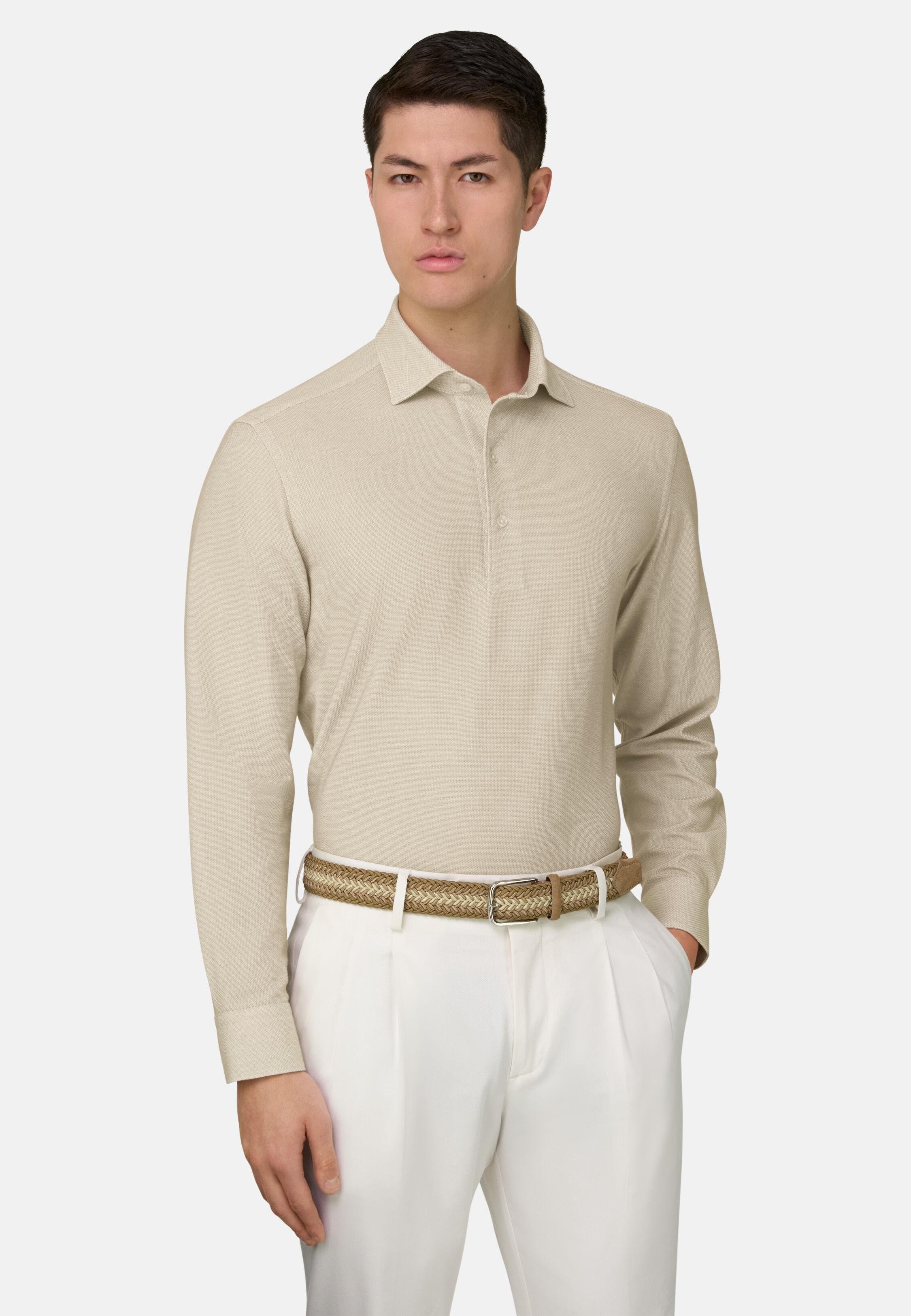 Polo Shirt Made Of Japanese Cotton Beige, 3901_SAND, medium