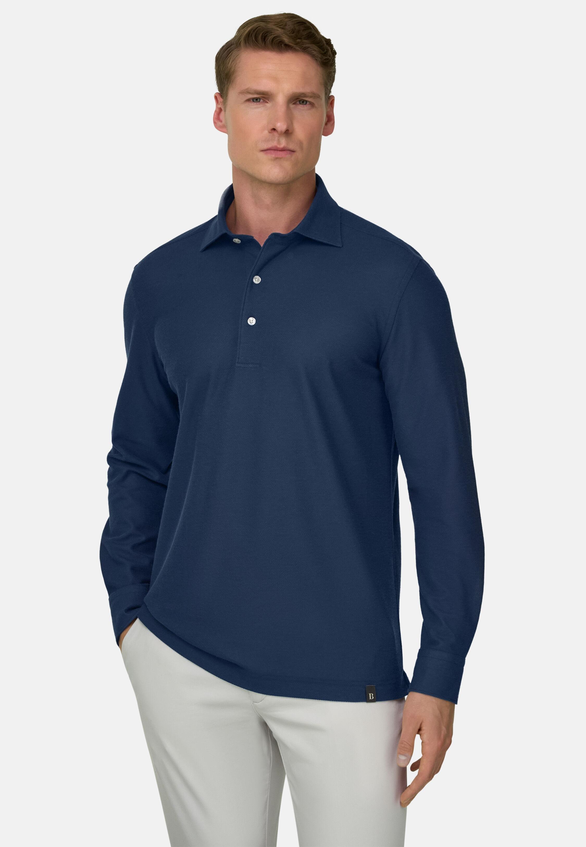 Polo Shirt Made Of Japanese Cotton Blue, 3901_NAVY, medium