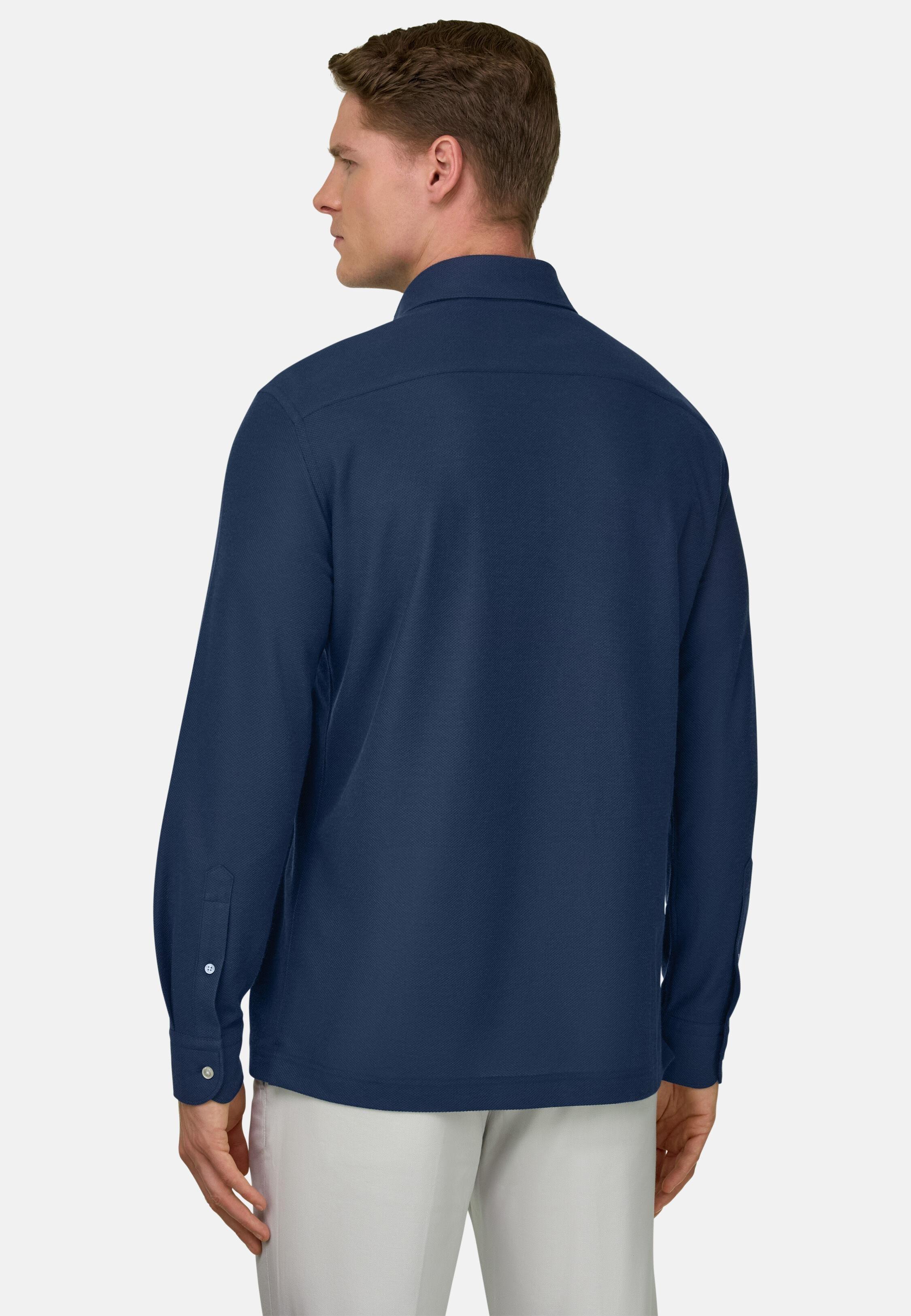 قميص بولو مصنوع من قطن ياباني أزرق, 3901_NAVY, medium