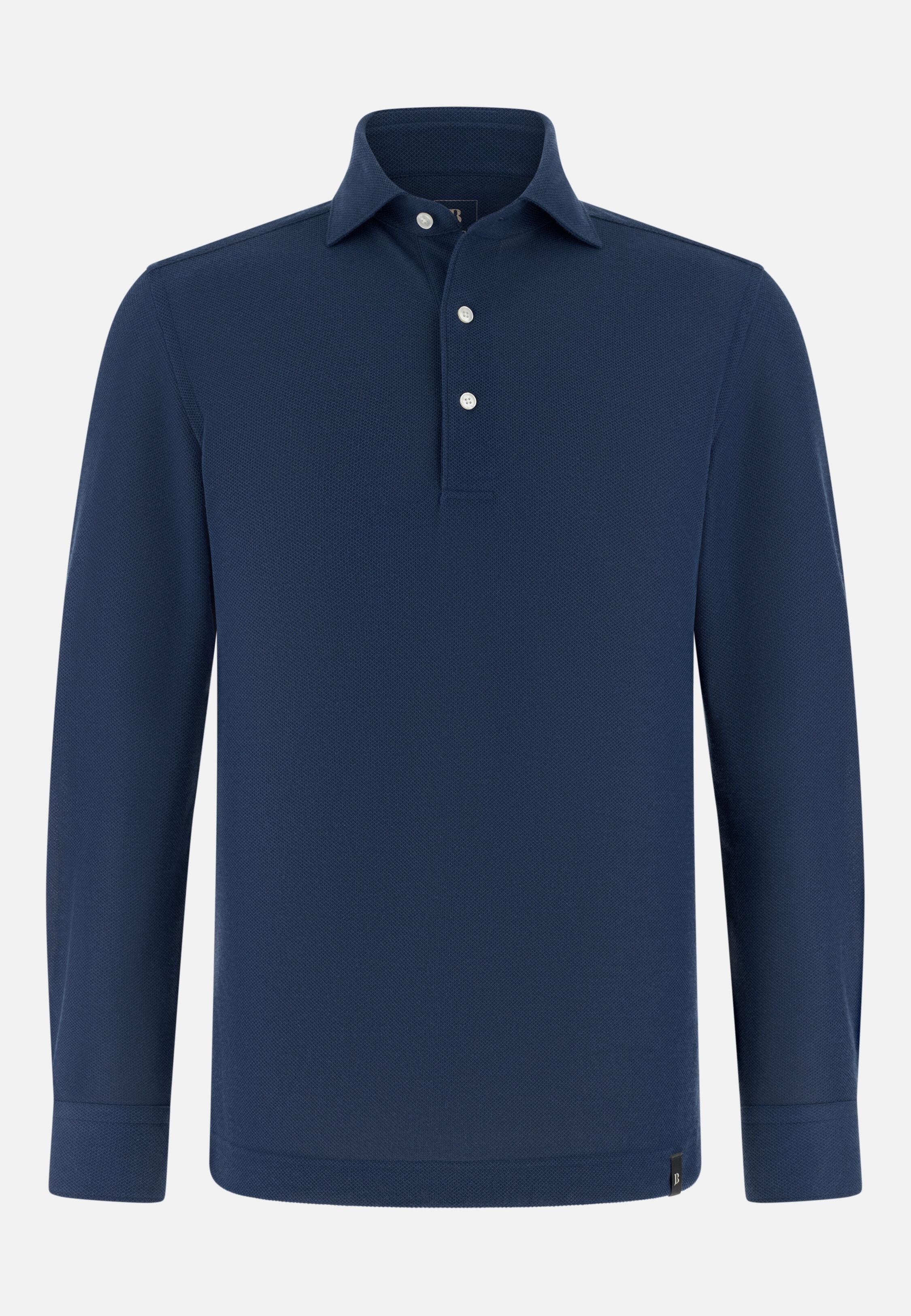 قميص بولو مصنوع من قطن ياباني أزرق, 3901_NAVY, large image number 3