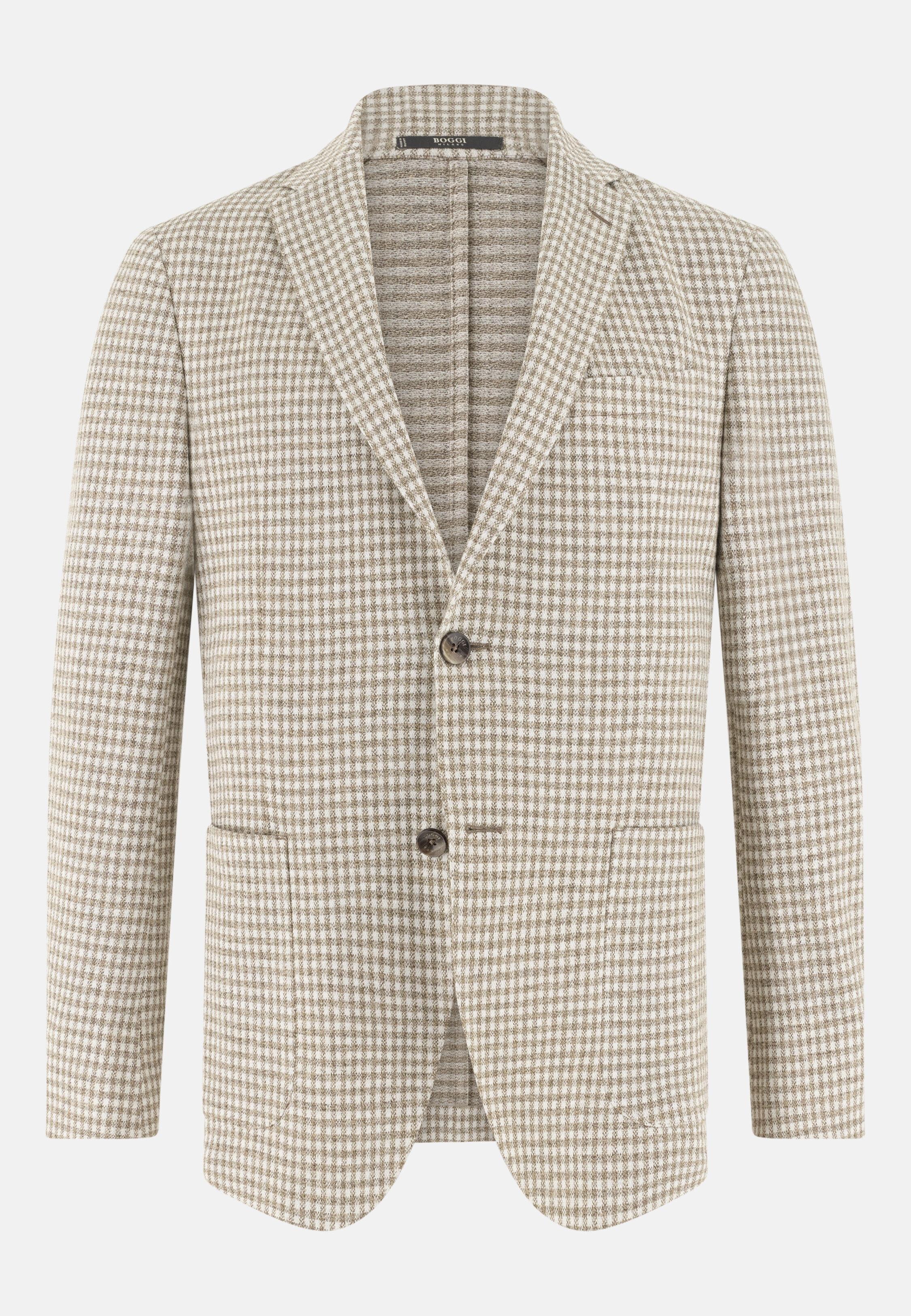 B Jersey Micro Patterned Jacket in Linen and Cotton Taupe, Taupe, large image number 4