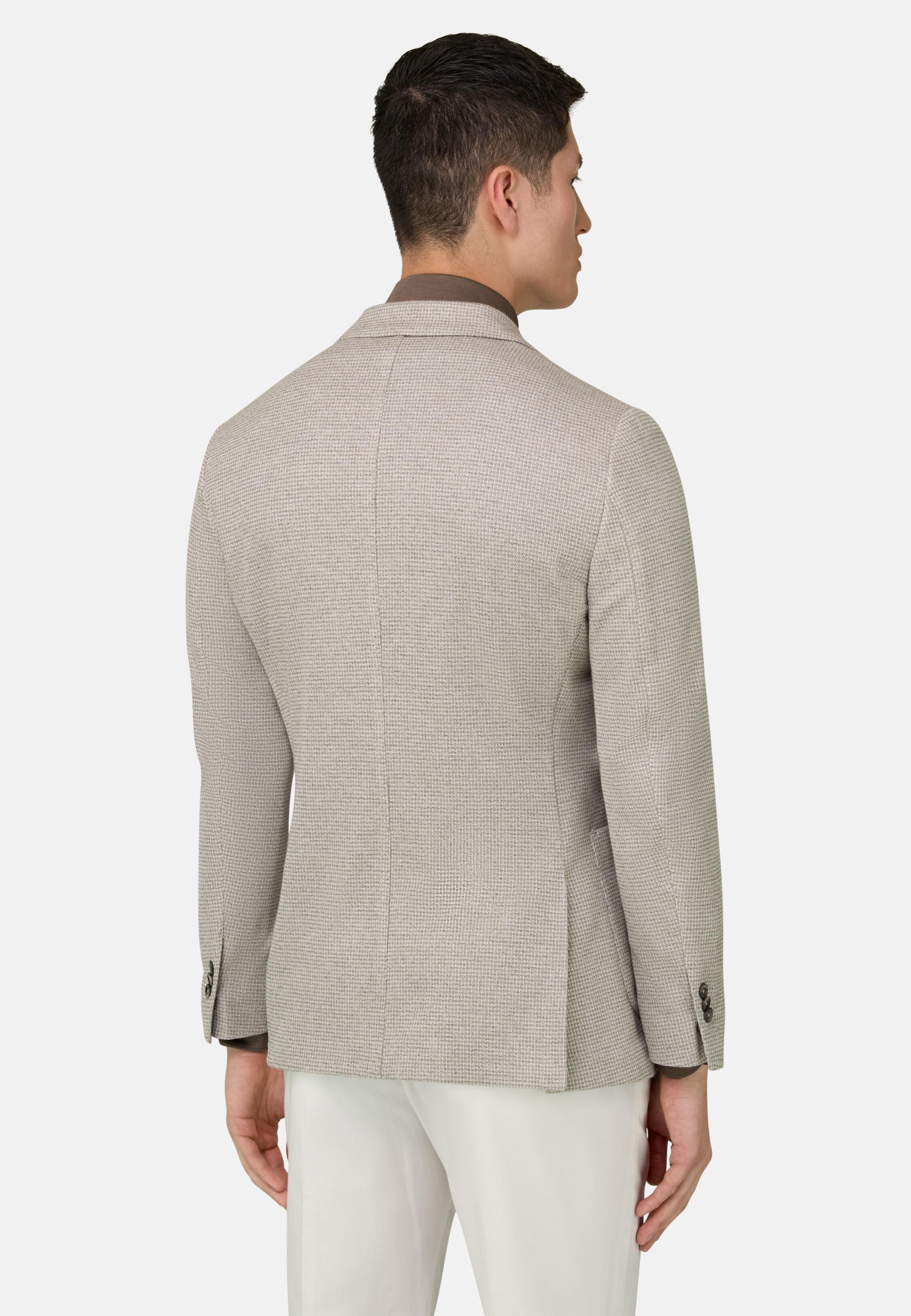 B Jersey Micro Textured Jacket In Pure Cotton Taupe, 3901_TAUP, medium