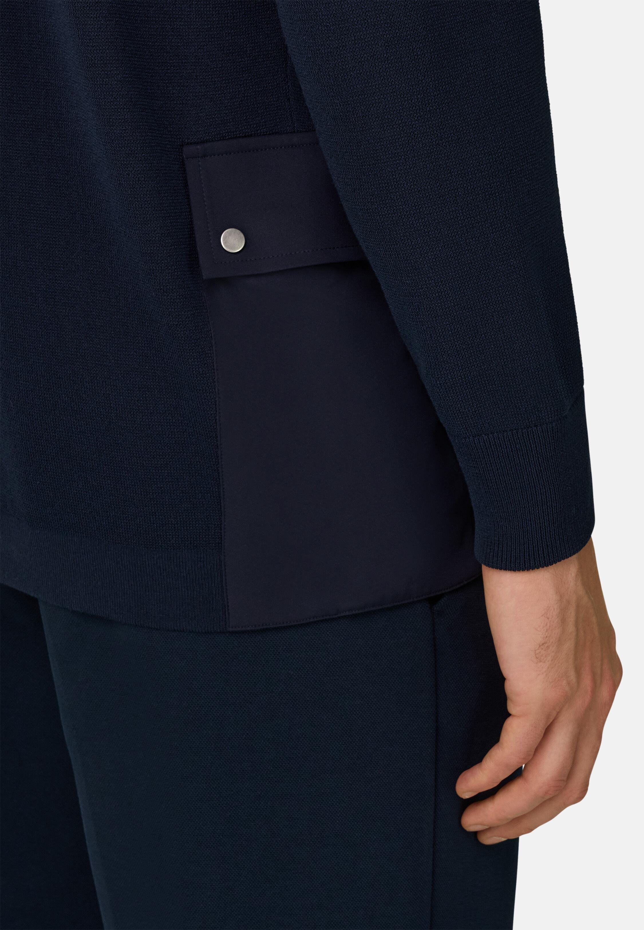 كنزة بسحاب كامل من قطن وبوليستر أزرق, 3901_NAVY, medium