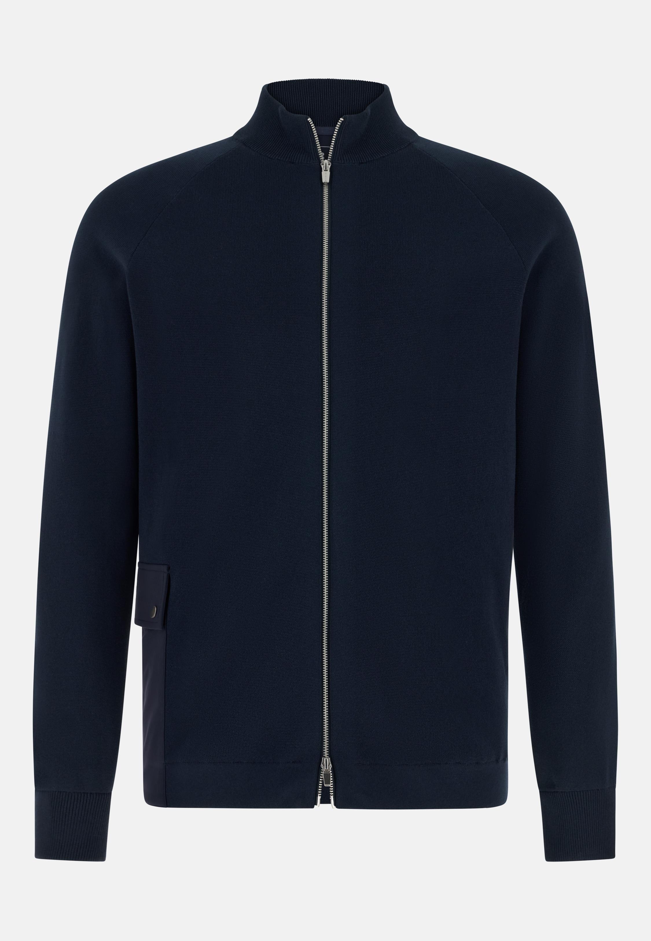 Full-Zip Jumper In Cotton And Polyester Blue, Navy blue, large image number 3
