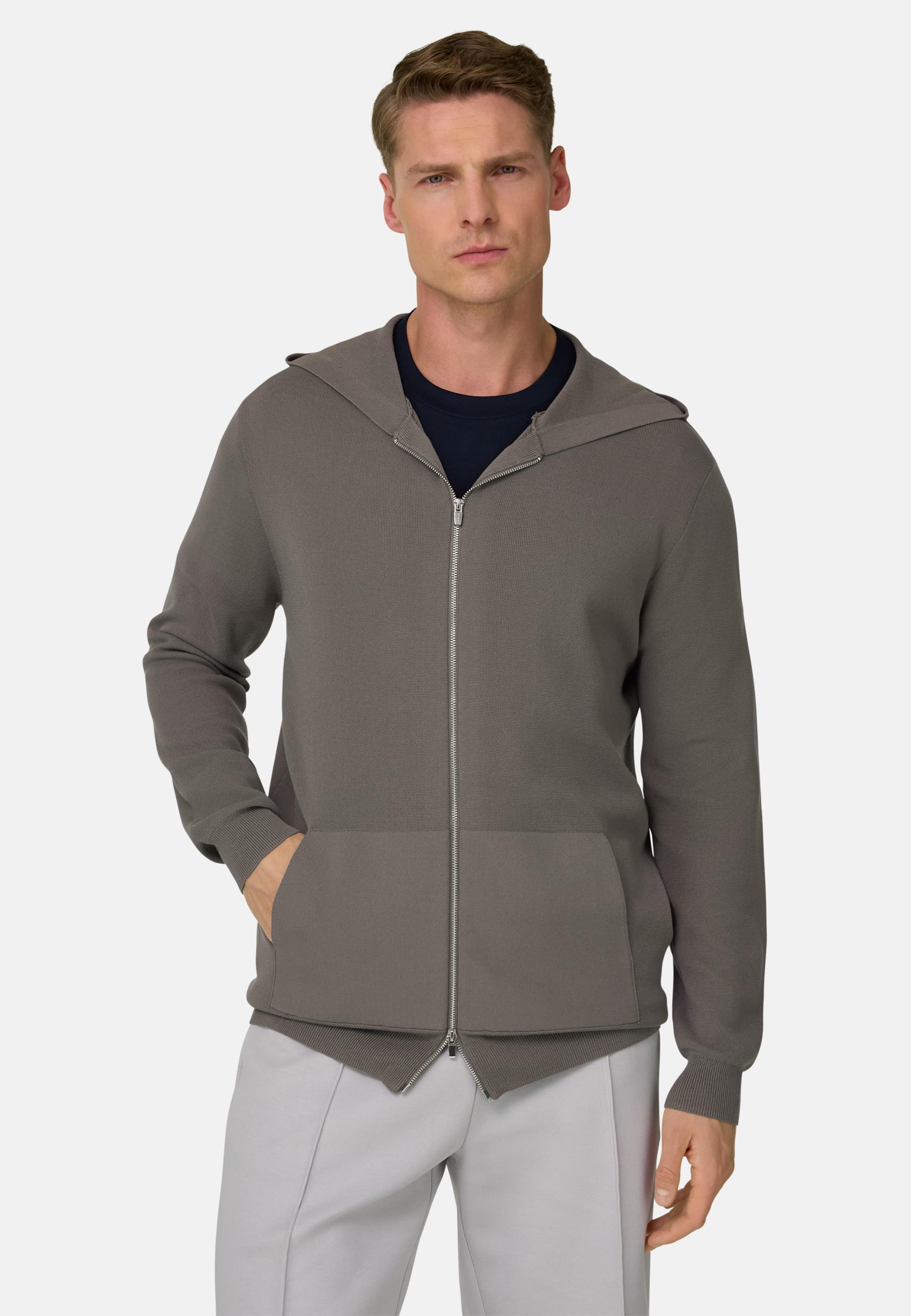 Full-Zip Jumper In Cotton And Polyester Brown, Mud, large image number 0