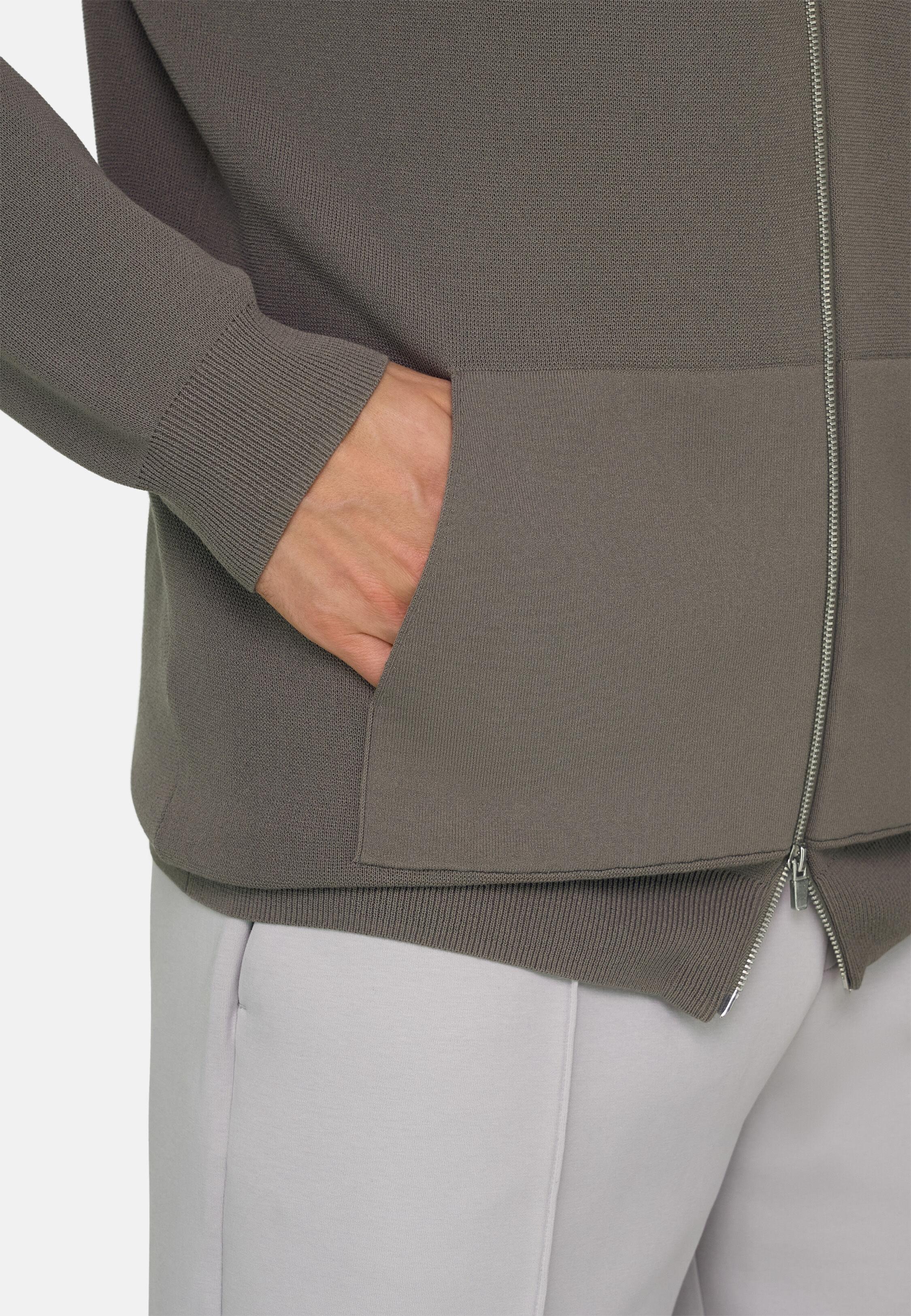 Full-Zip Jumper In Cotton And Polyester Brown, 3901_MUD, medium