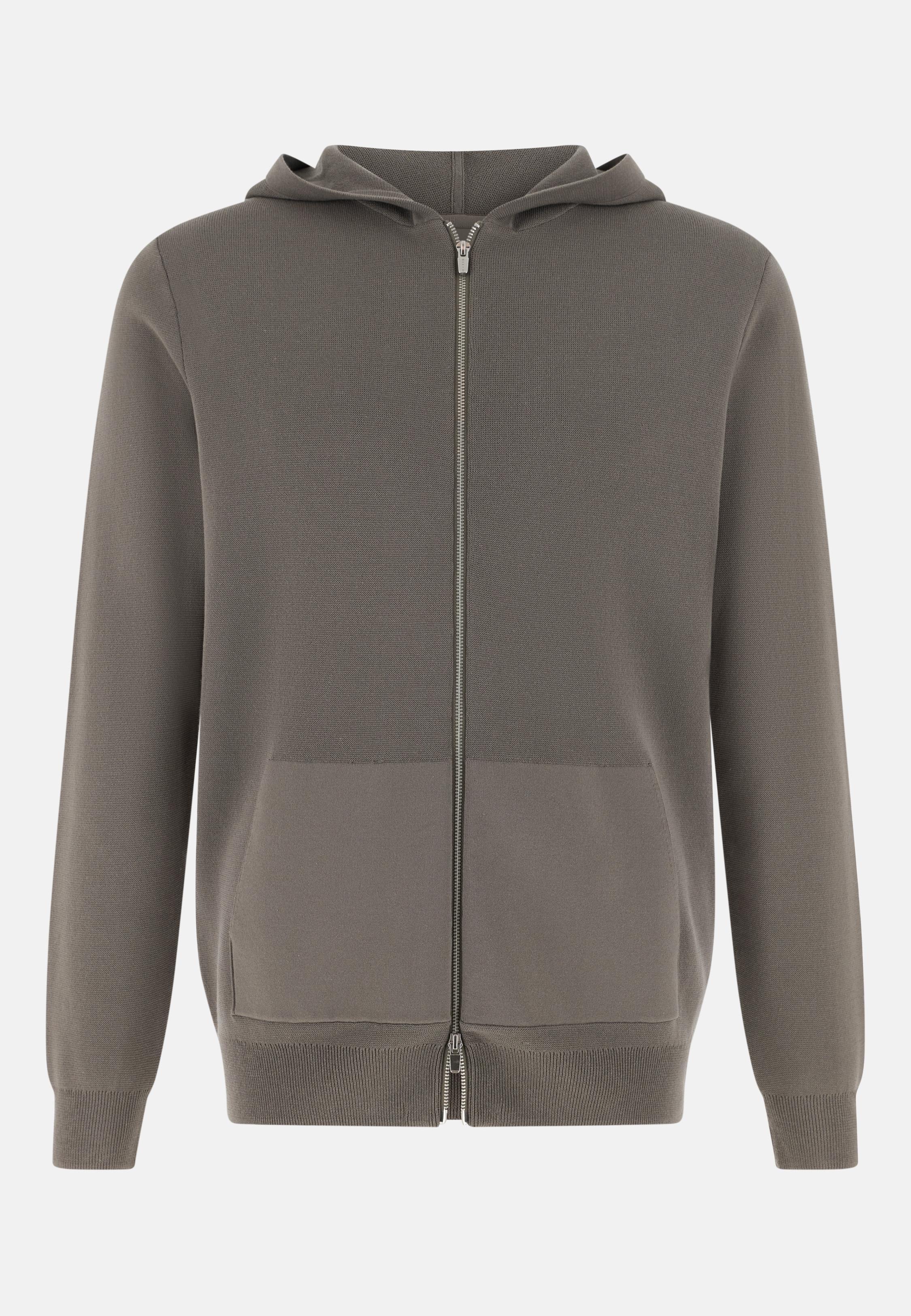 Full-Zip Jumper In Cotton And Polyester Brown, Mud, large image number 3