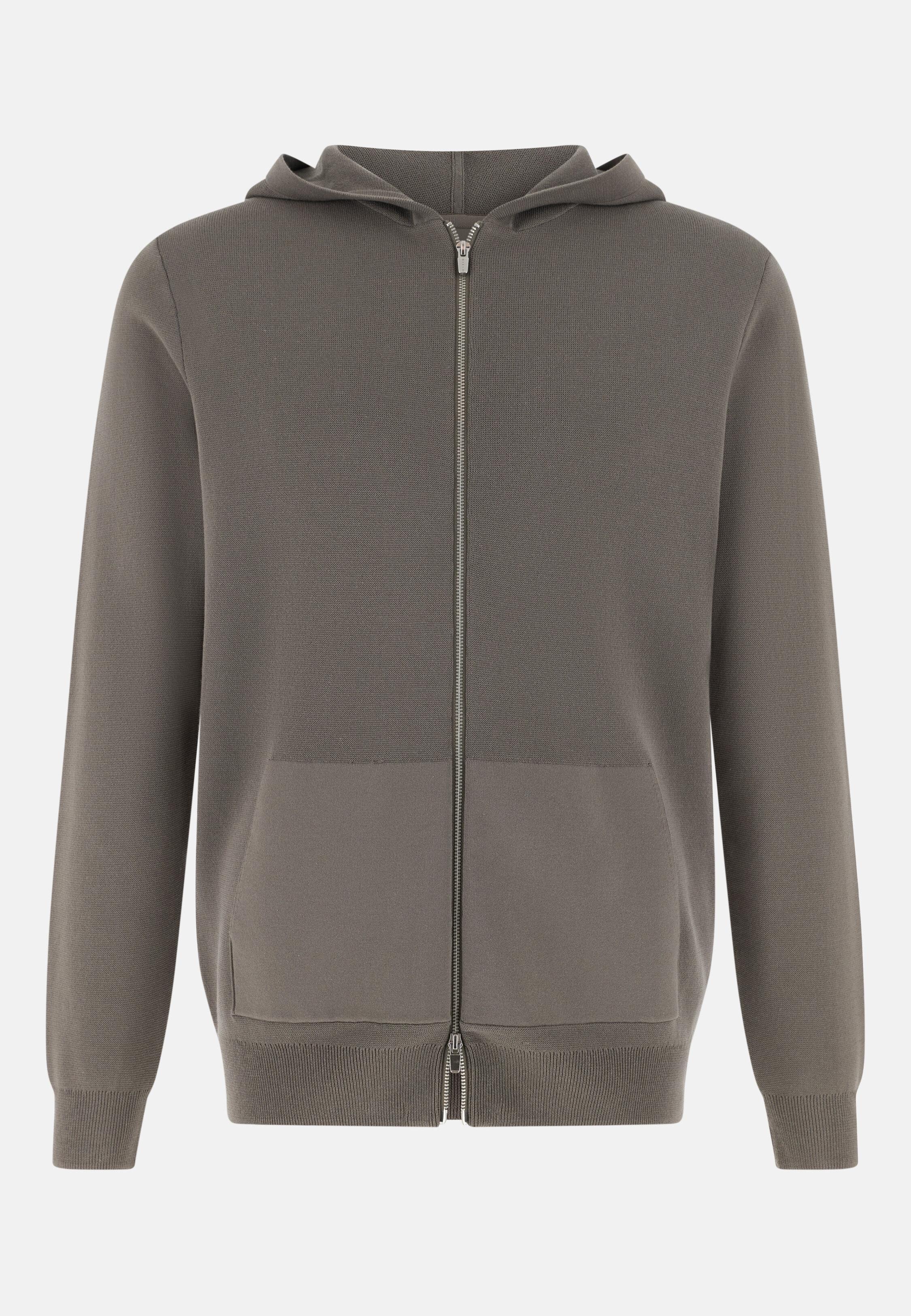 Full-Zip Jumper in Cotton and Polyester Mud, Mud, large image number 3