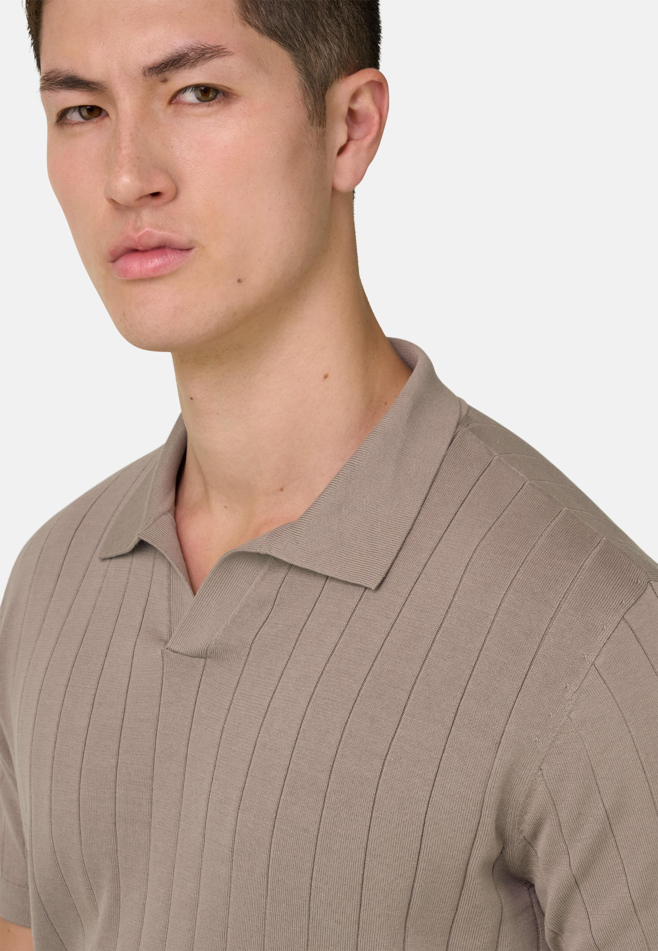 Open Neck Polo Shirt Khaki, 3901_TAUP, large image number 2