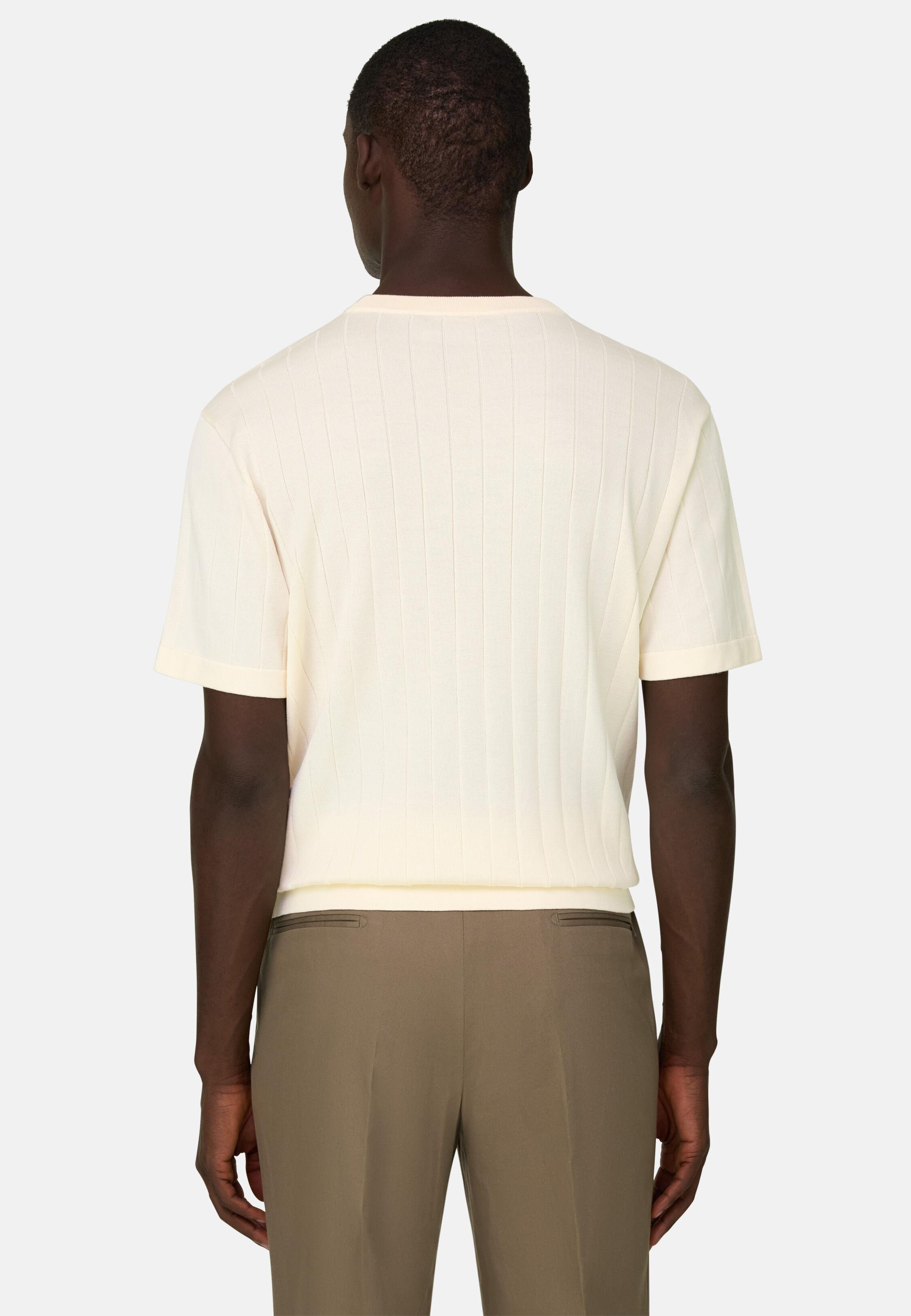 T-Shirt In A Flat Ribbed Knit Cream, 3901_CREA, large image number 1
