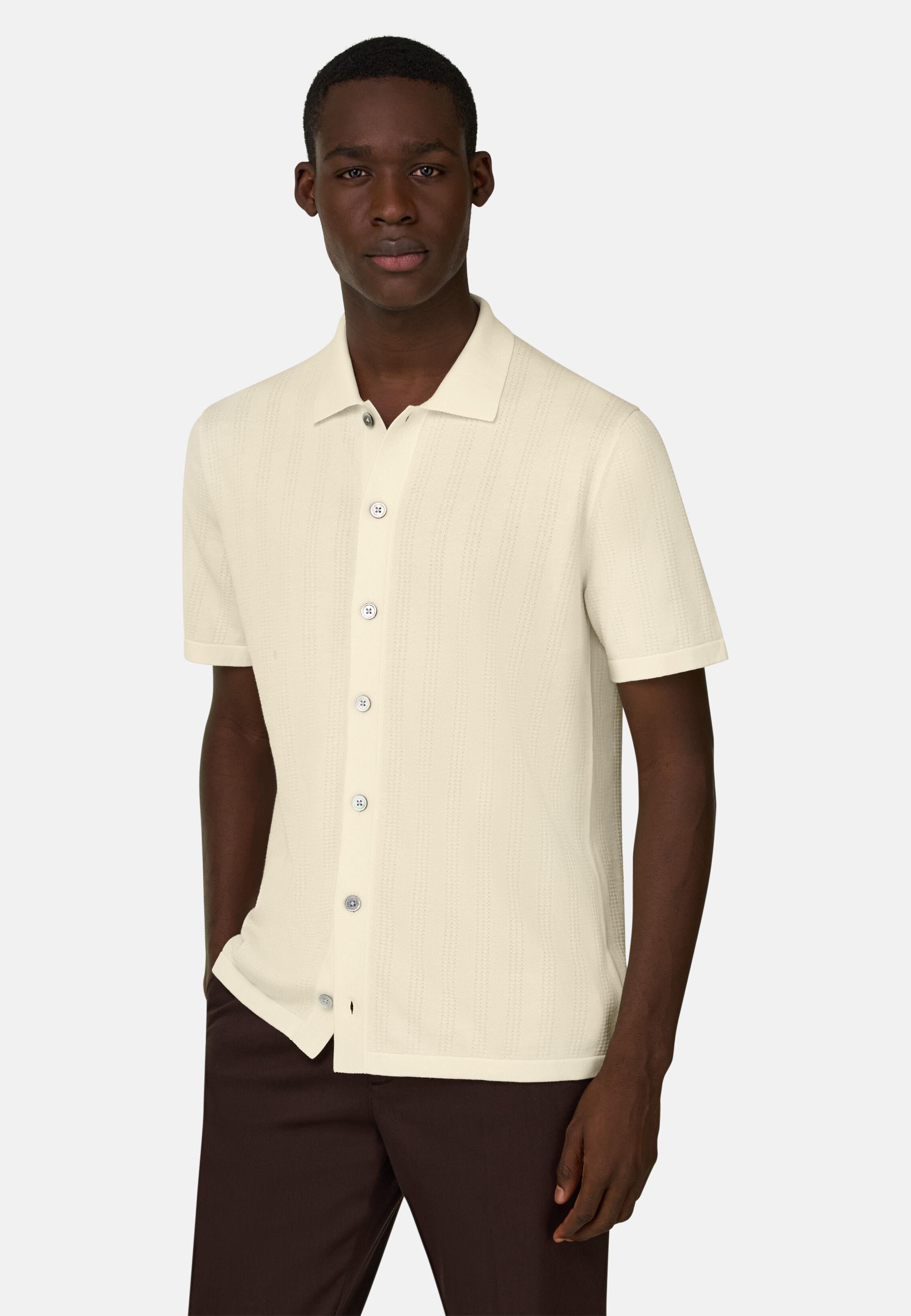 Knitted Shirt in 100% Organic Cotton Cream, Cream, medium