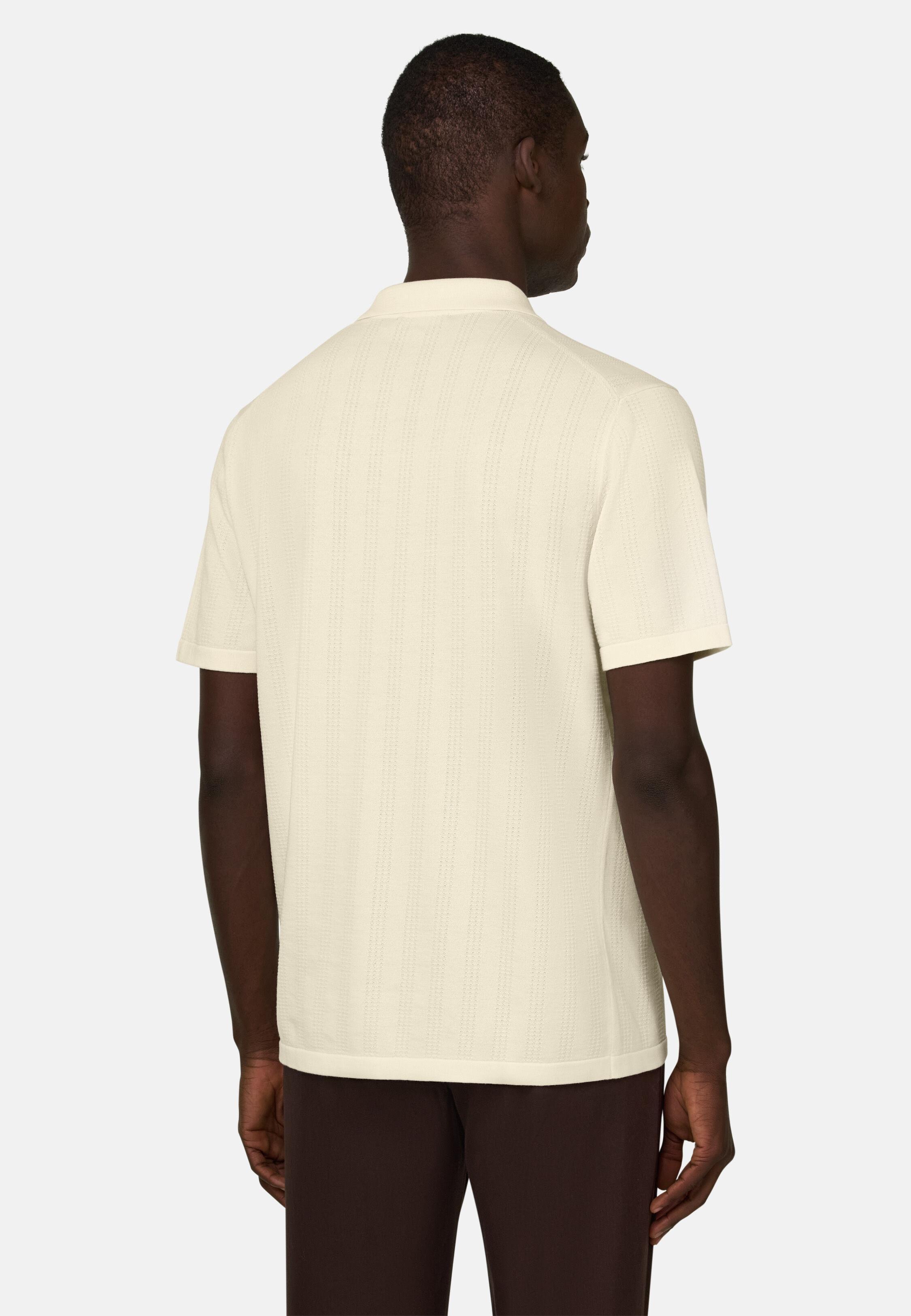 Knitted Shirt in 100% Organic Cotton Cream, Cream, large image number 3