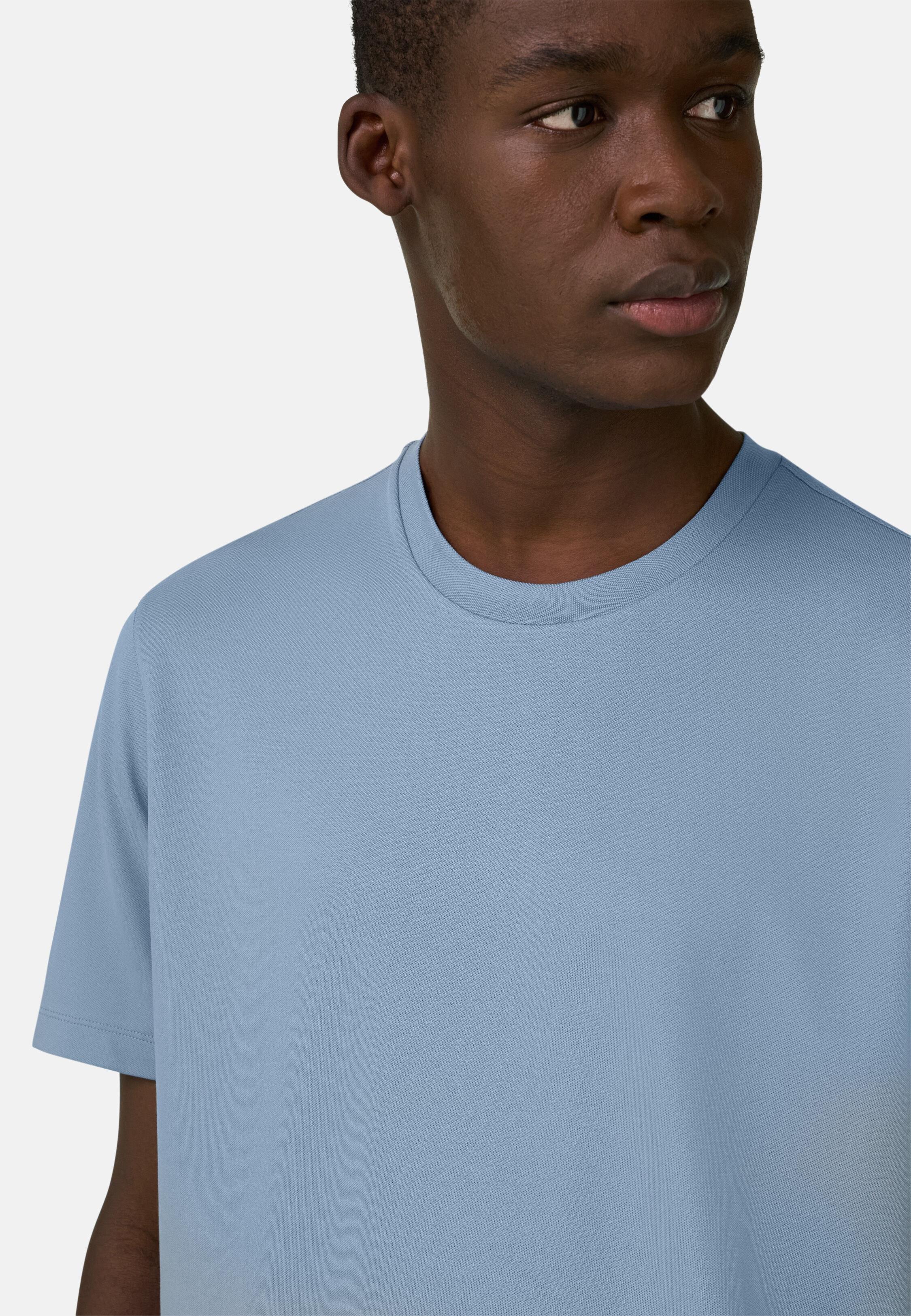 High-Performance Piqu&eacute; T-Shirt with S.Caf&egrave;&reg; Yarn, Light Blue, Light Blue, large image number 2