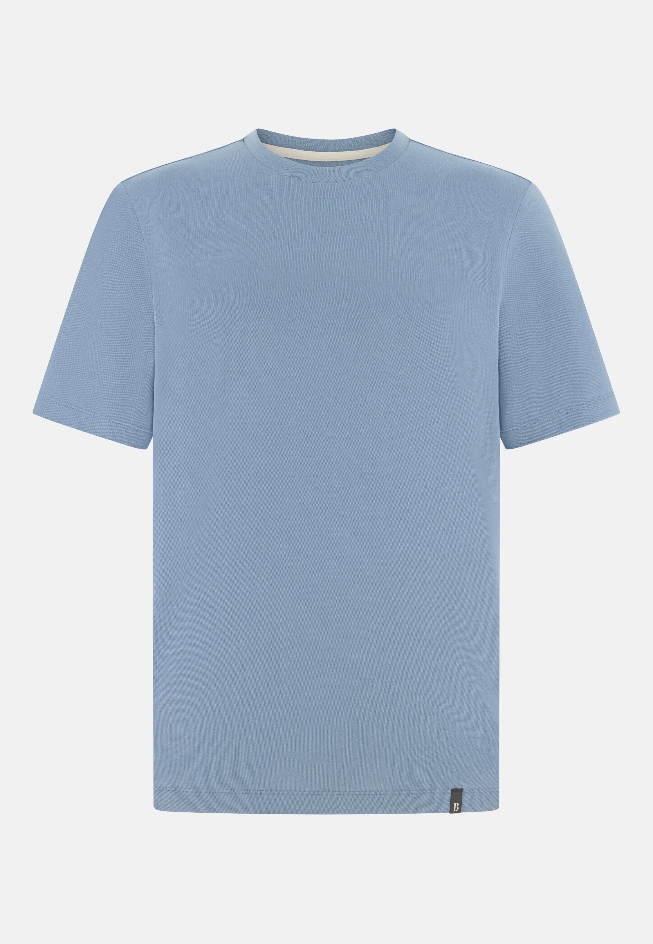 High-Performance Piqu&eacute; T-Shirt with S.Caf&egrave;&reg; Yarn, Light Blue, Light Blue, large image number 3