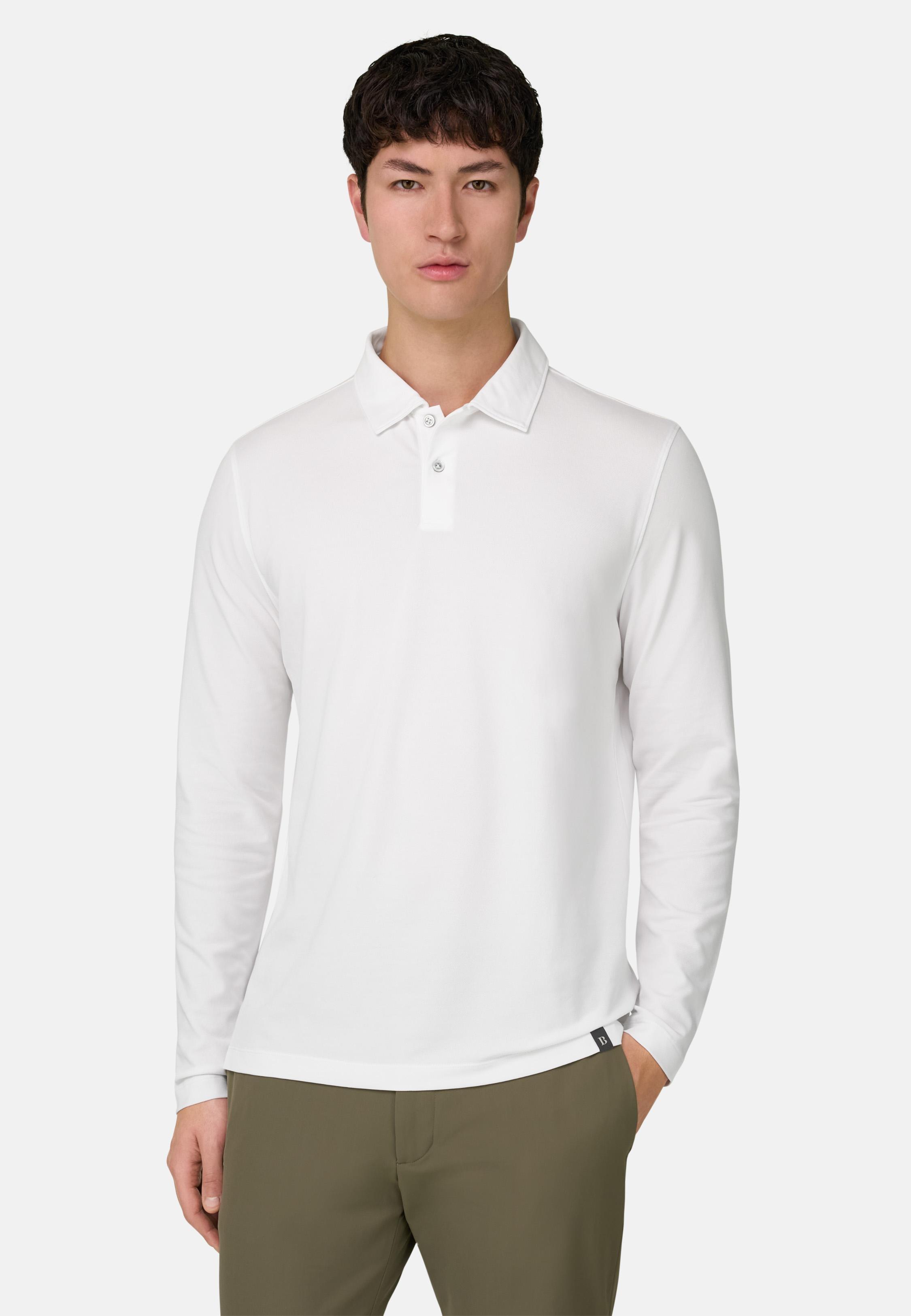 High-Performance Pique Polo Shirt With S. Cafe Yarn White, White, large image number 0