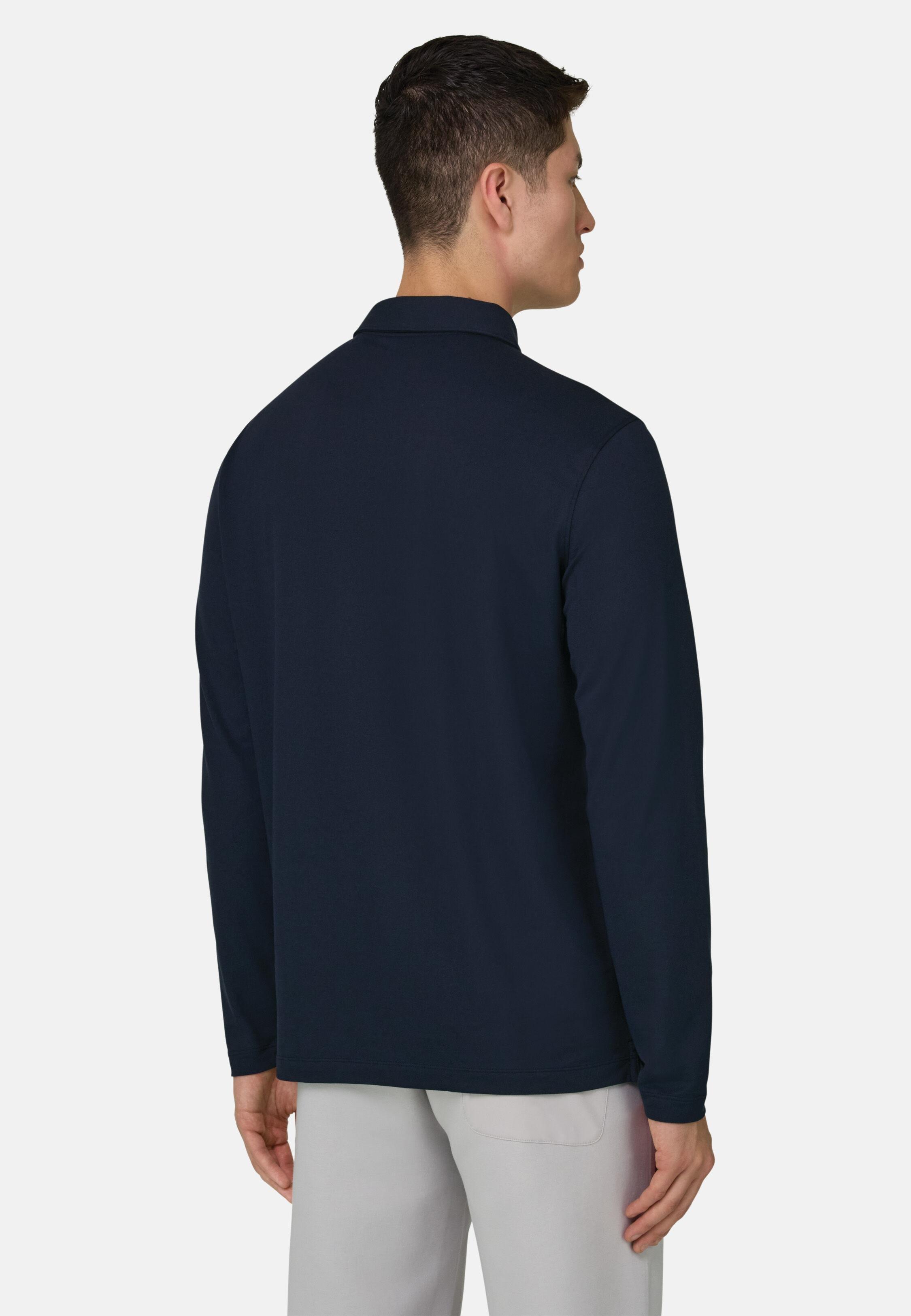 High-Performance Piqu&eacute; Polo Shirt with S.Caf&egrave;&reg; Yarn Navy blue, Navy blue, medium
