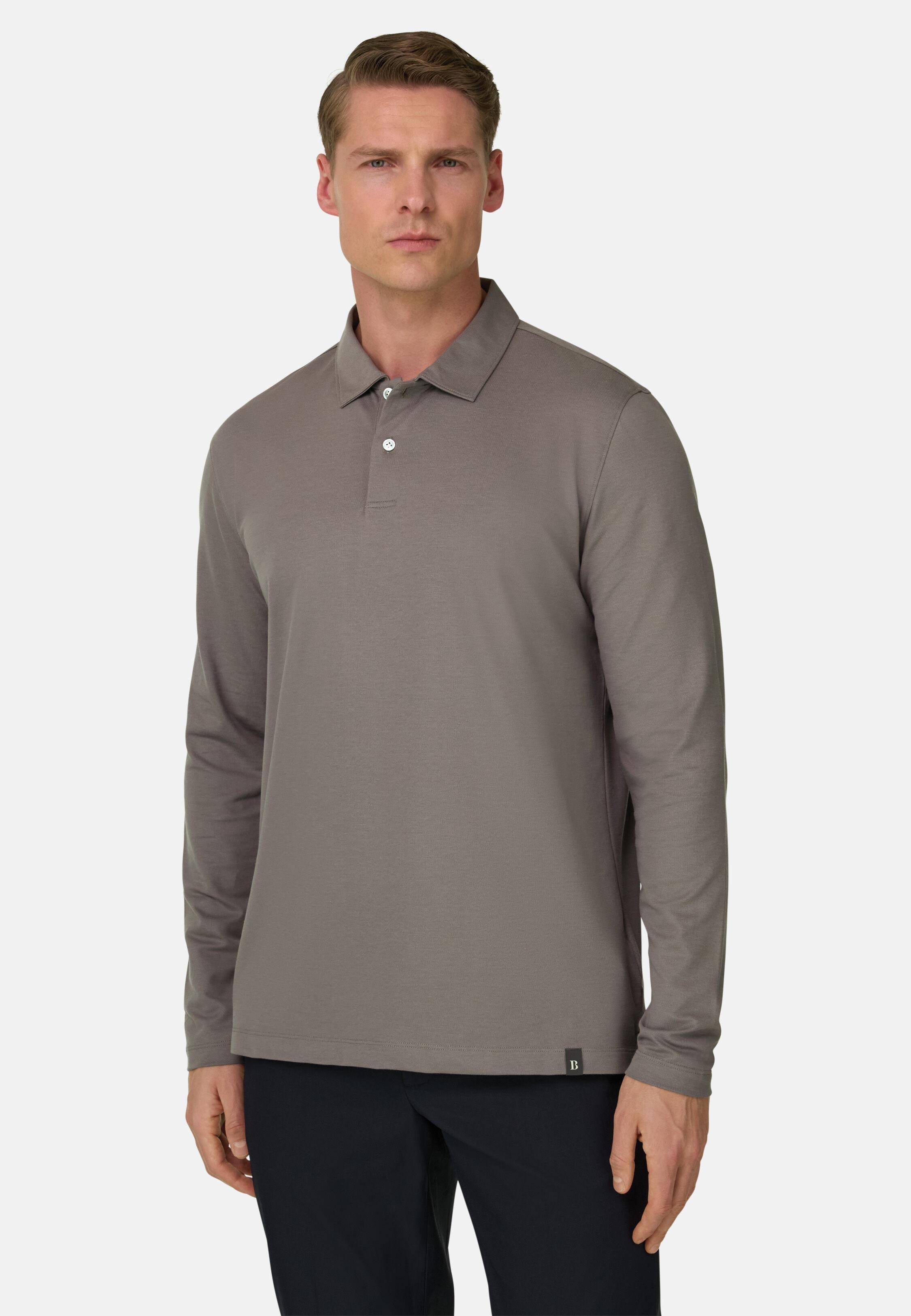 High-Performance Pique Polo Shirt With S. Cafe Yarn Brown, Mud, medium