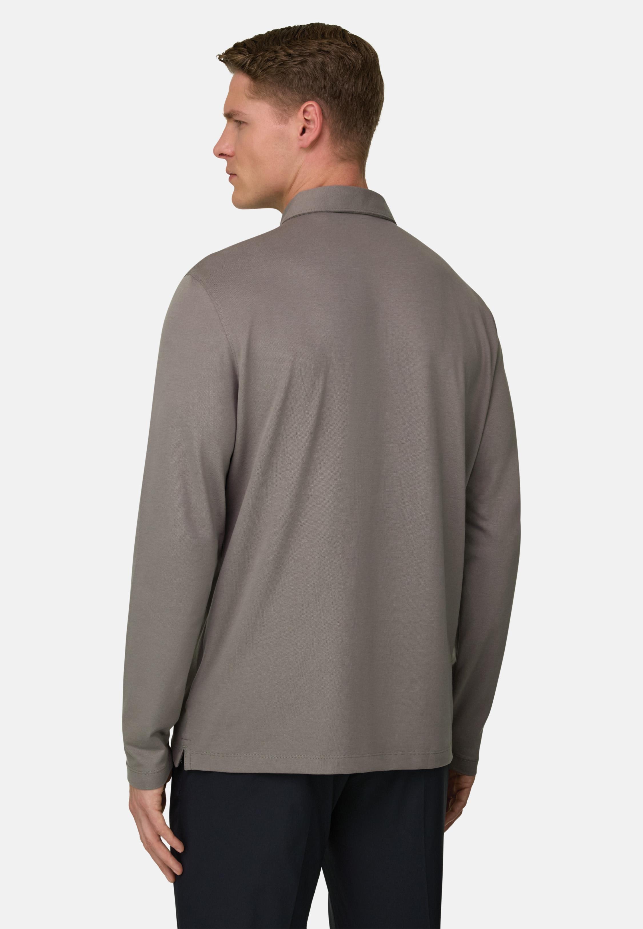 High-Performance Pique Polo Shirt With S. Cafe Yarn Brown, Mud, large image number 1