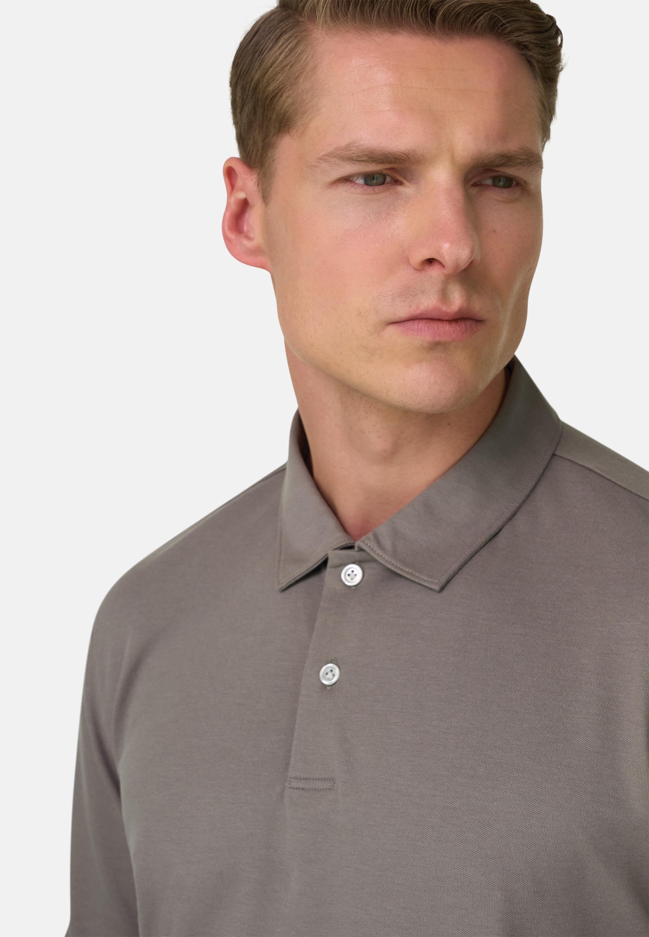 High-Performance Pique Polo Shirt With S. Cafe Yarn Brown, Mud, medium