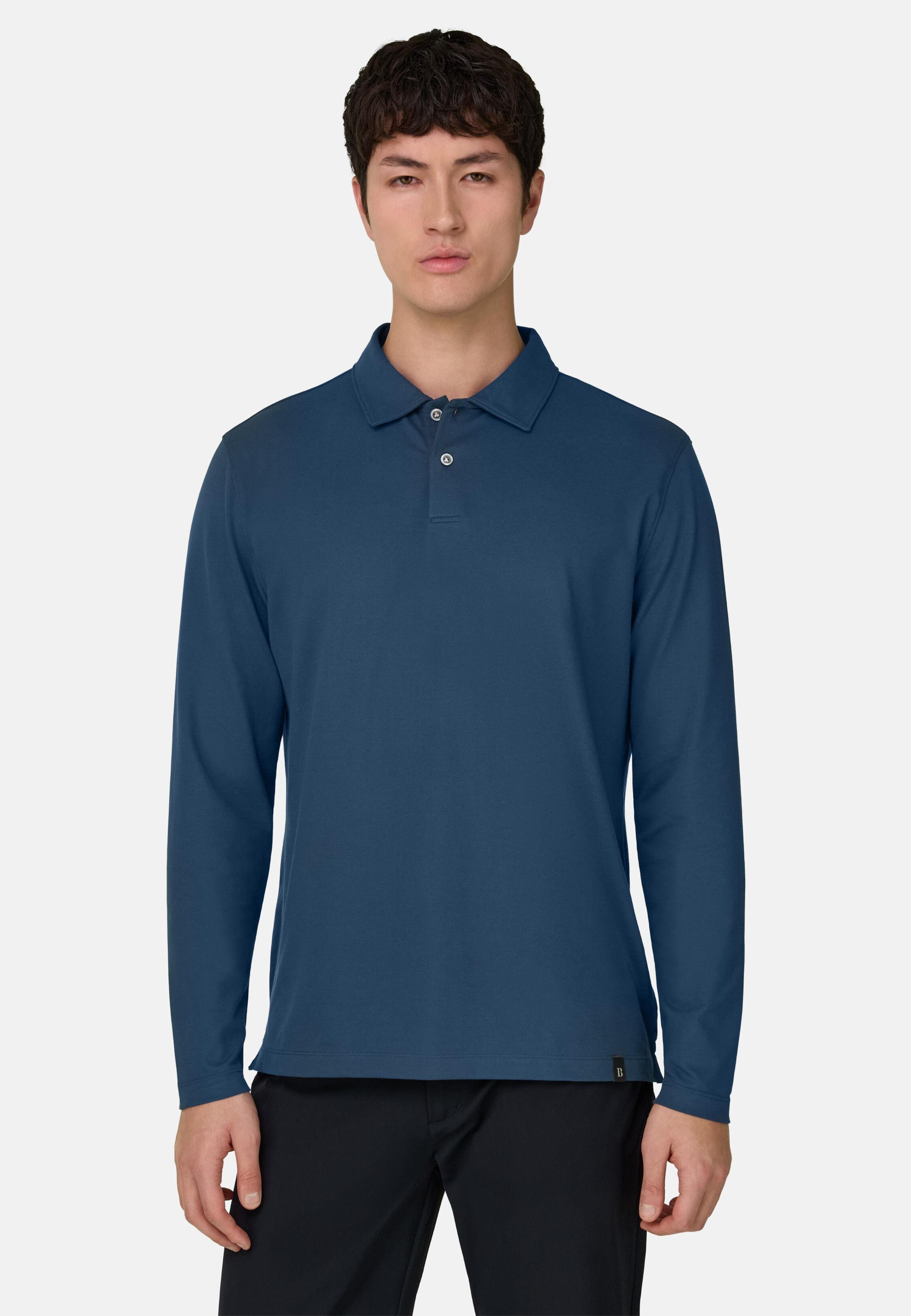 High-Performance Pique Polo Shirt With S. Cafe Yarn Blue, Air-blue, large image number 0