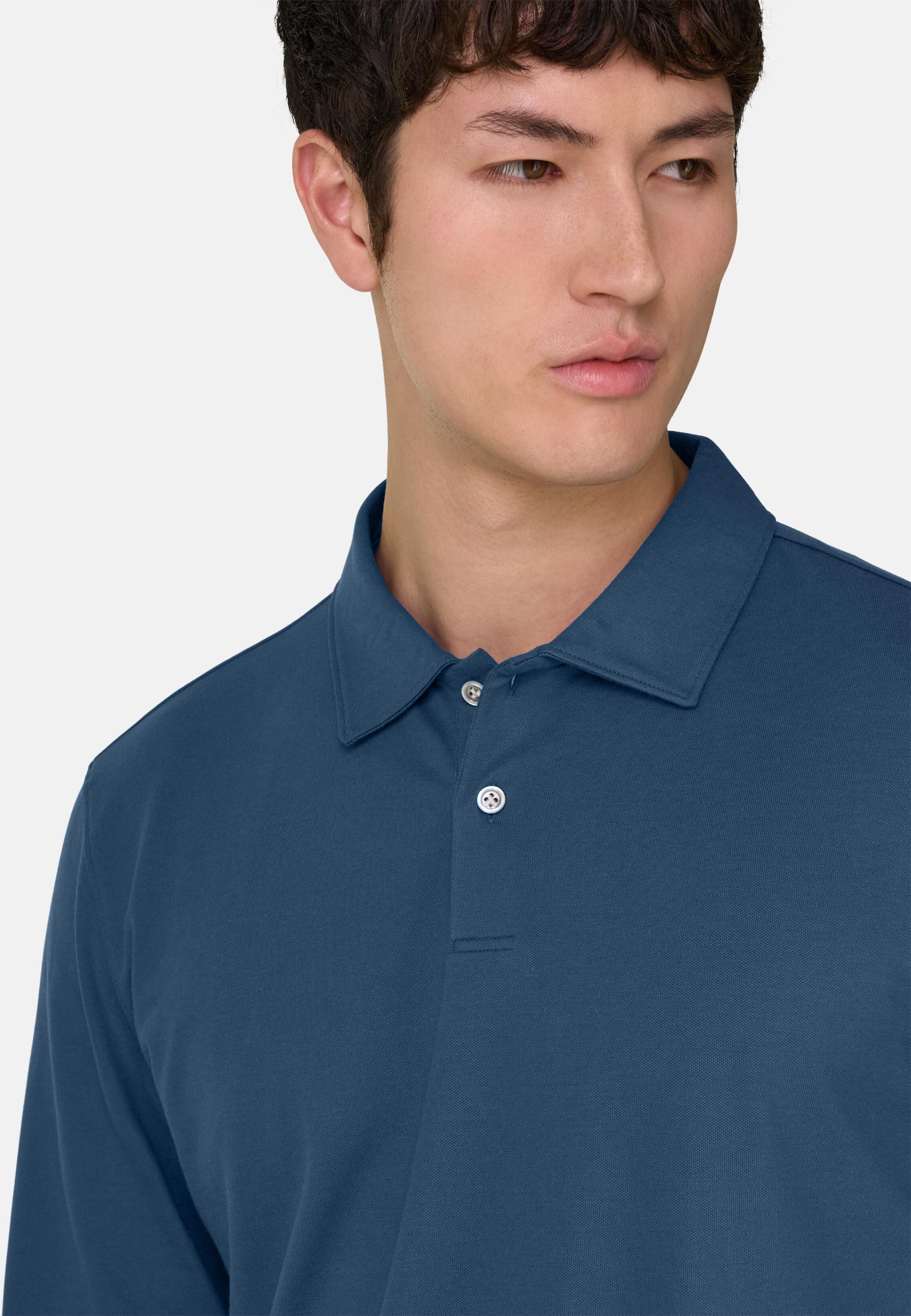 High-Performance Pique Polo Shirt With S. Cafe Yarn Blue, 3901_AIRB, medium