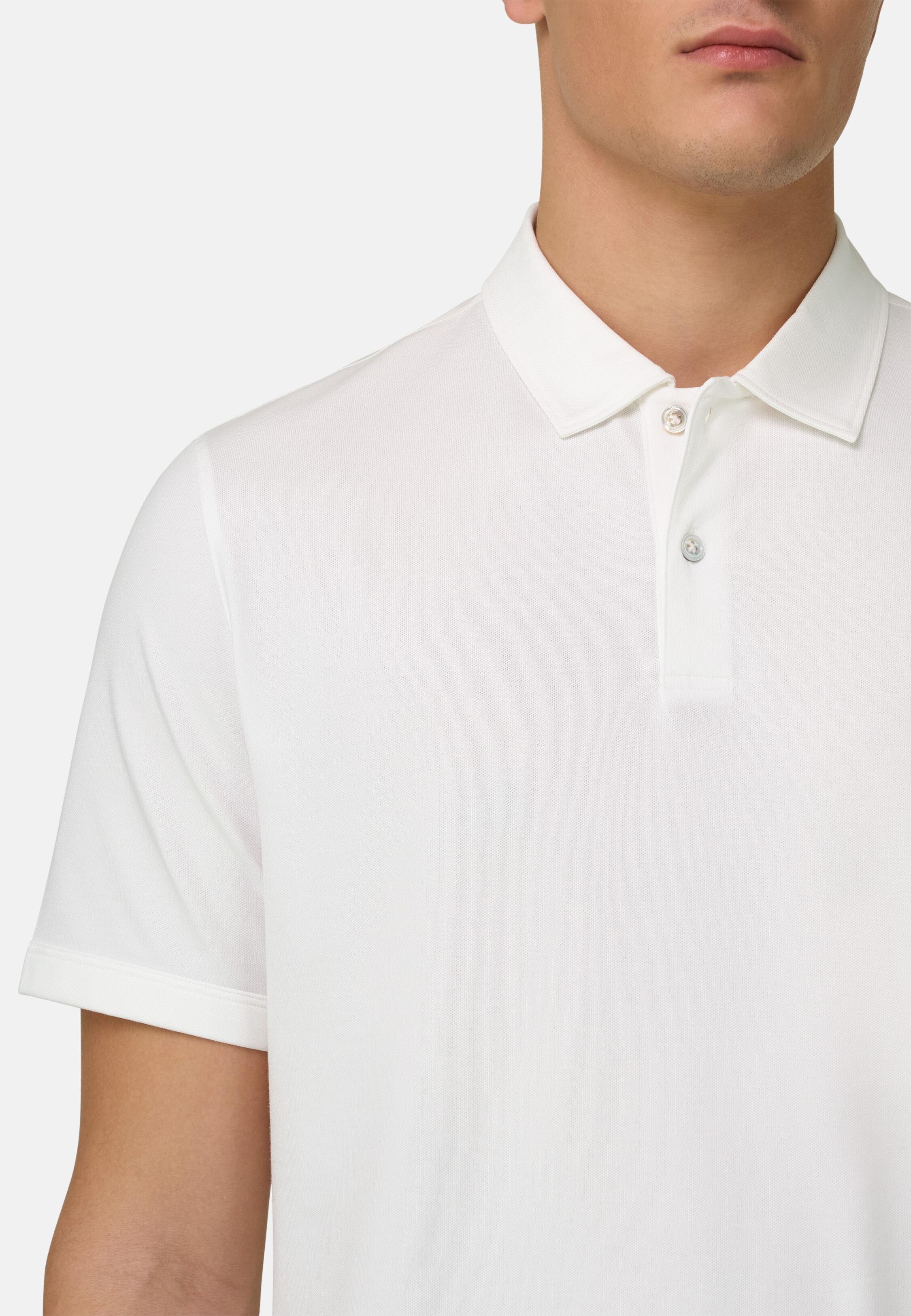 WHIT High-Performance Piqu&eacute; Polo Shirt with S-Caf&egrave;&reg; Yarn, White, large image number 2