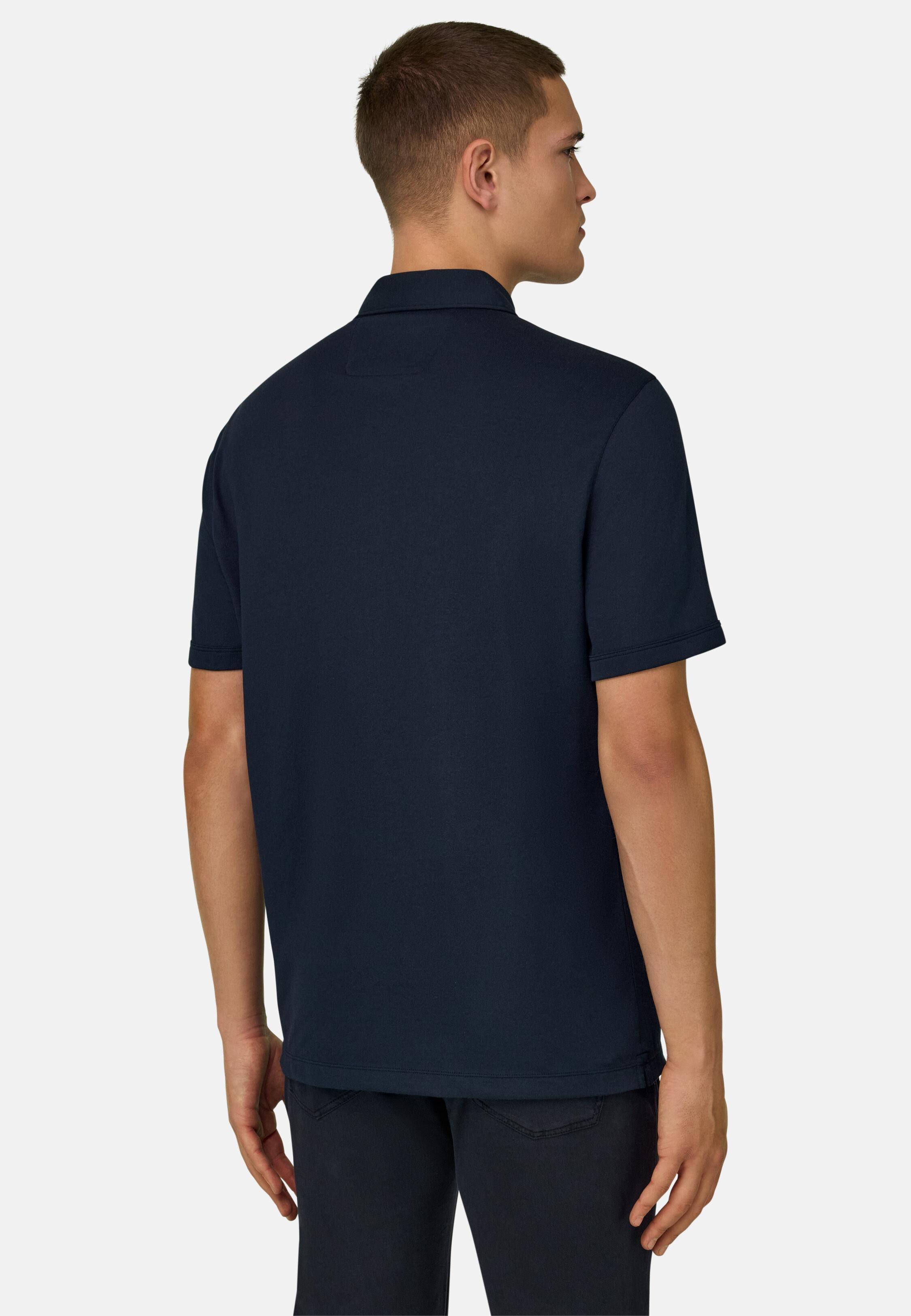High-Performance Piqu&eacute; Polo Shirt with S.Caf&egrave;&reg; Yarn Navy blue, 3901_NAVY, medium