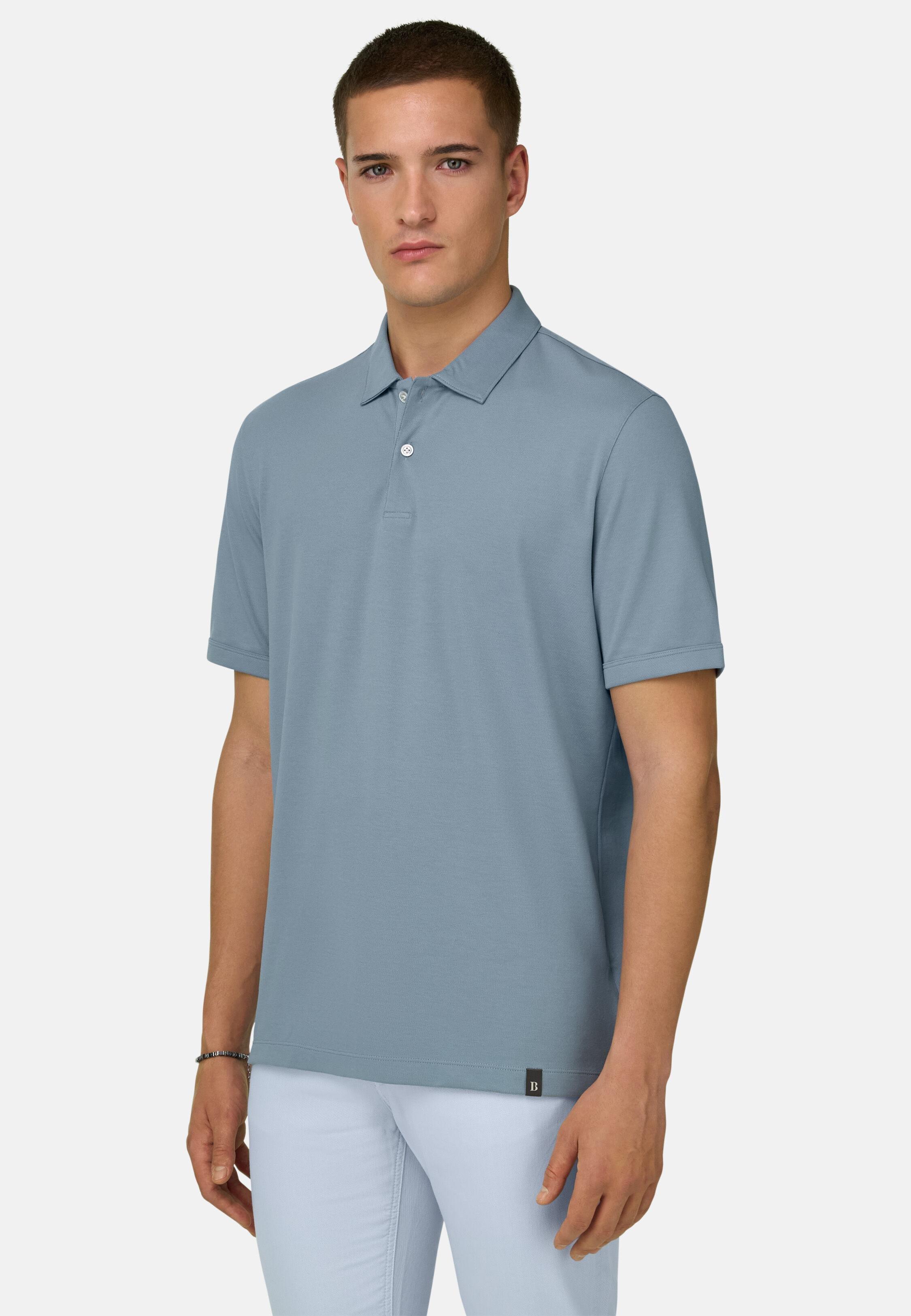 High-Performance Piqu&eacute; Polo Shirt with S.Caf&egrave;&reg; Yarn Light Blue, 3901_LTBL, medium