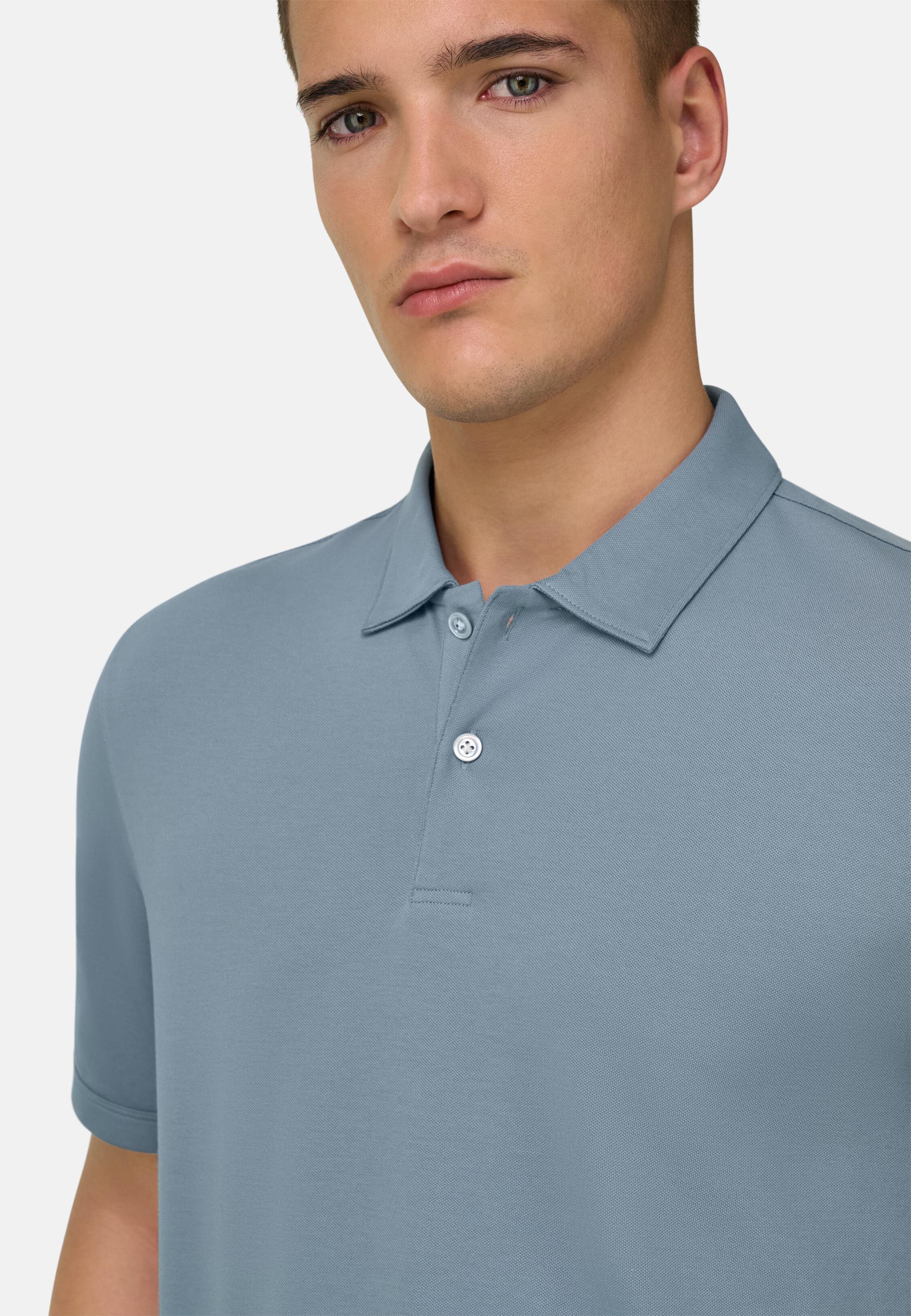 High-Performance Piqu&eacute; Polo Shirt with S.Caf&egrave;&reg; Yarn Light Blue, 3901_LTBL, medium