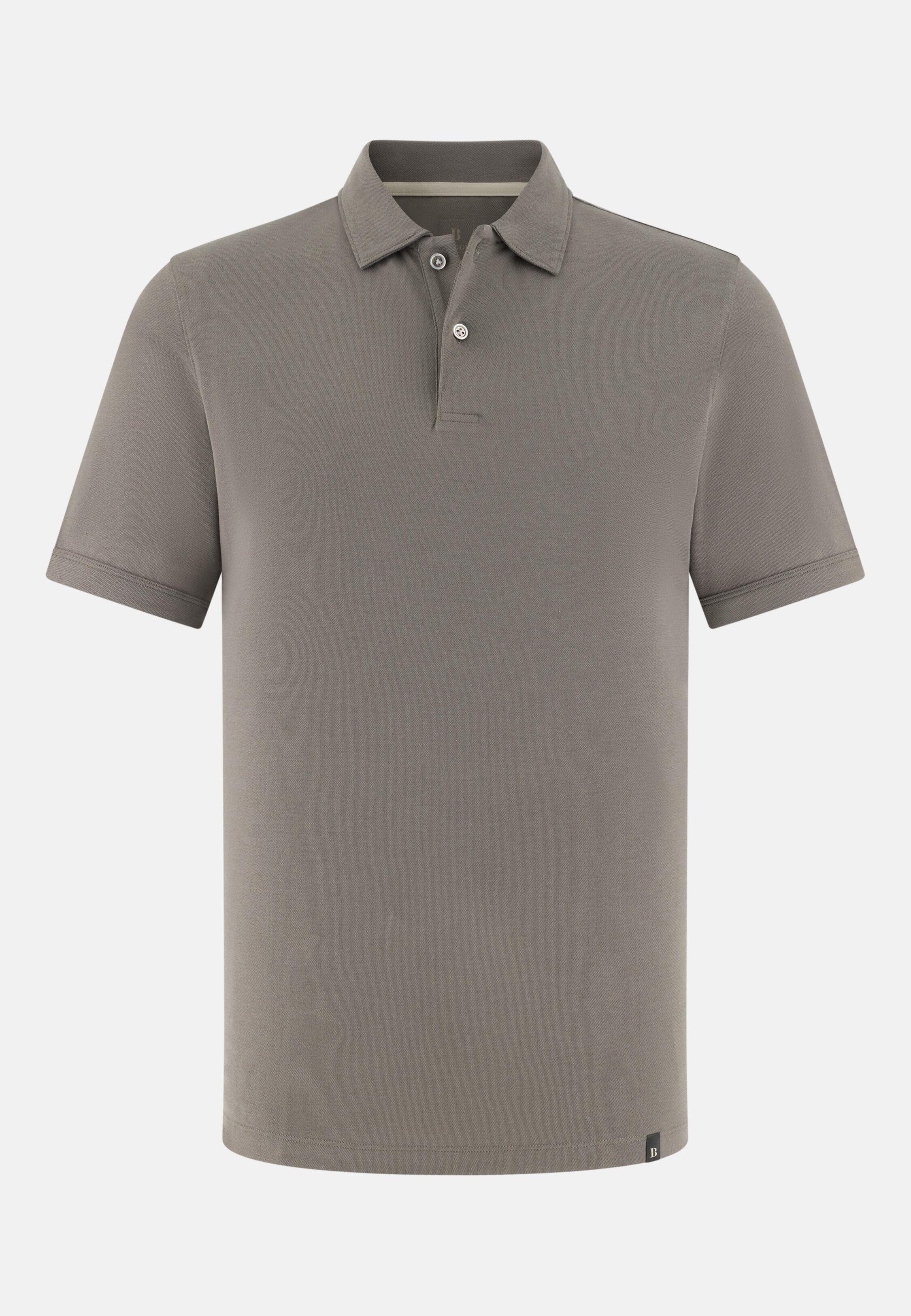 BROWN High-Performance Piqu&eacute; Polo Shirt with S-Caf&egrave;&reg; Yarn, Mud, large image number 3