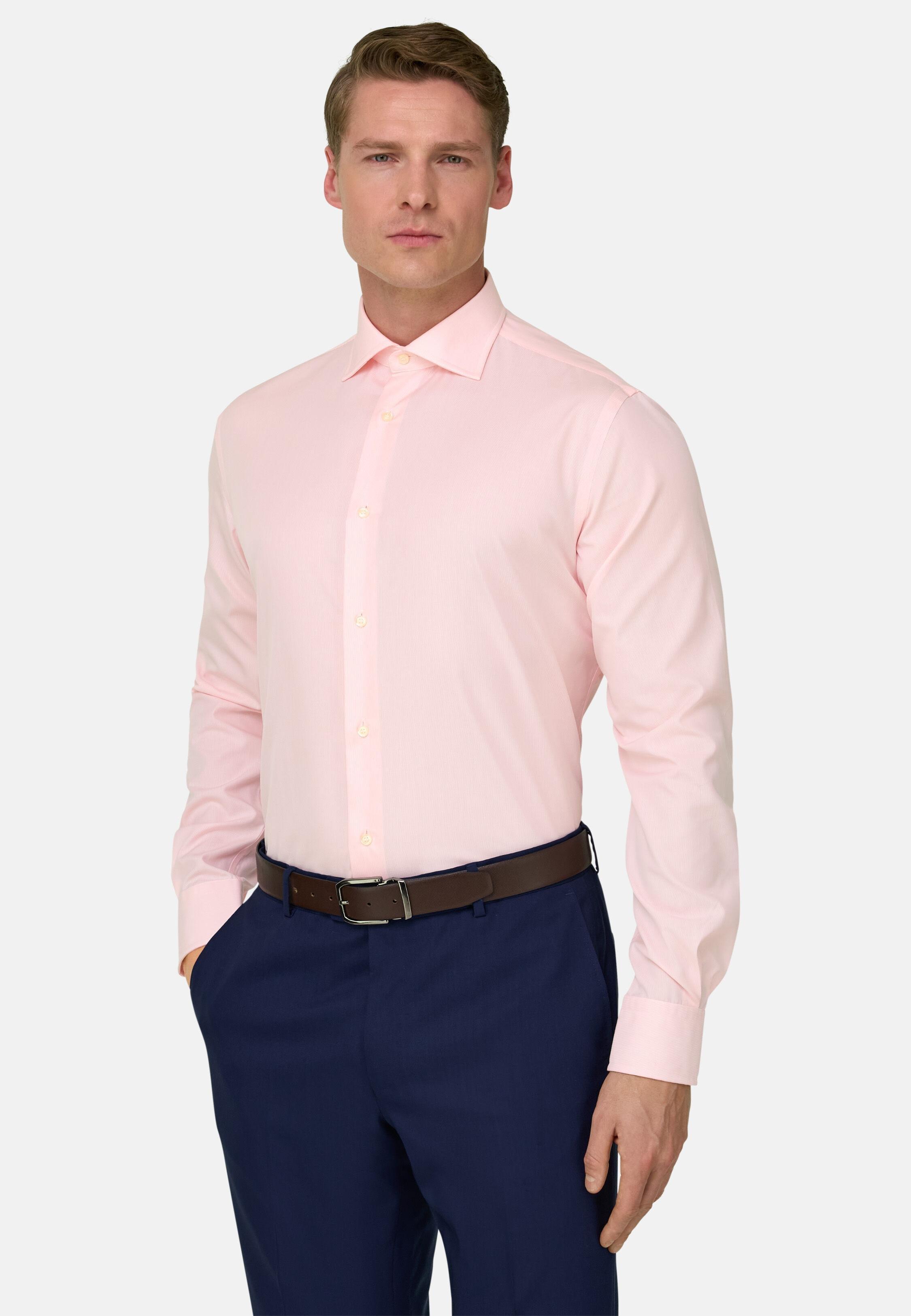 Pink Regular Fit Striped Cotton Shirt, 3901_PINK, medium