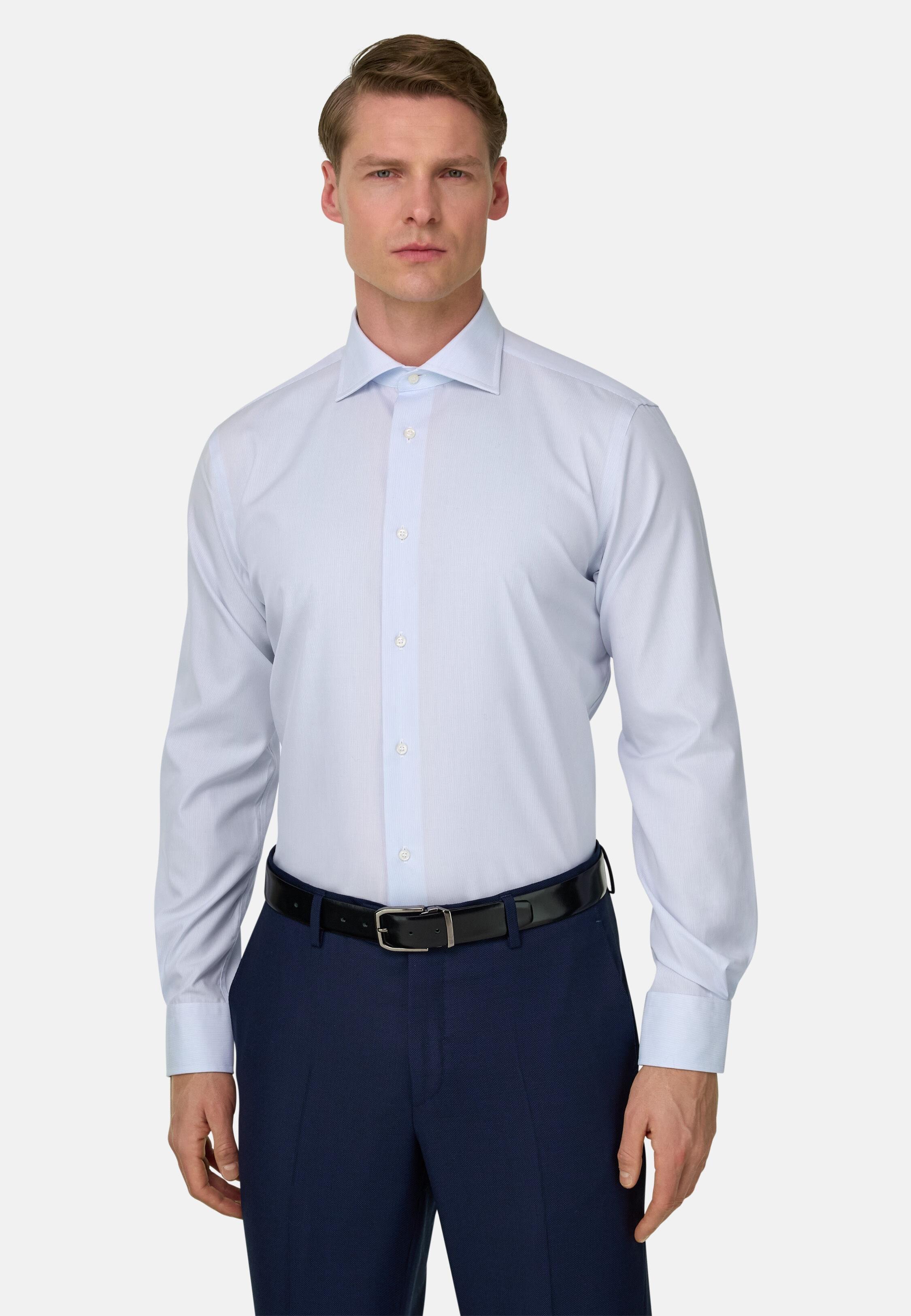 قميص قطن مخطط بقصة عادية أزرق, Light Blue, large image number 1
