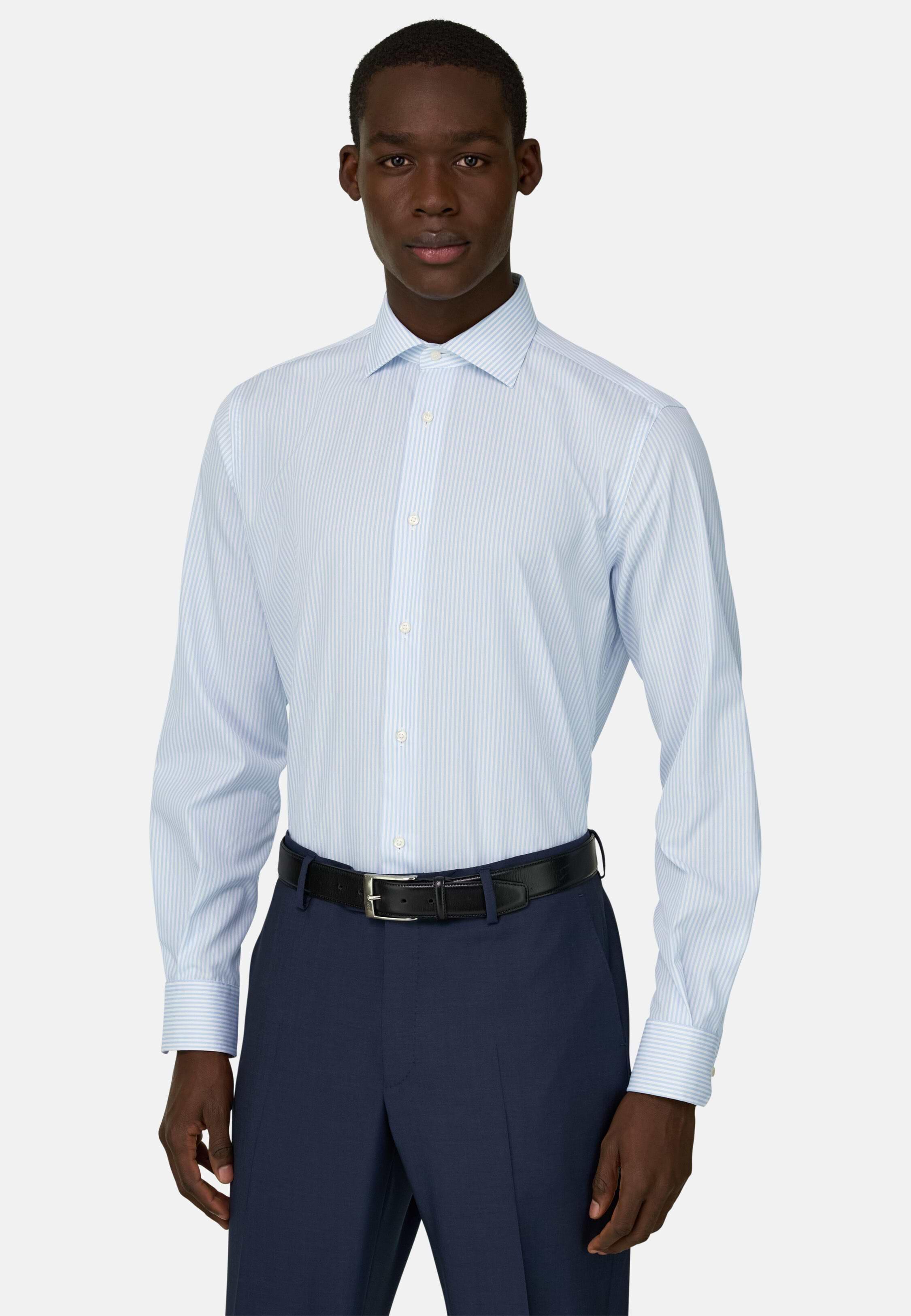 Regular Fit Striped Cotton Shirt Light Blue, Light Blue, medium