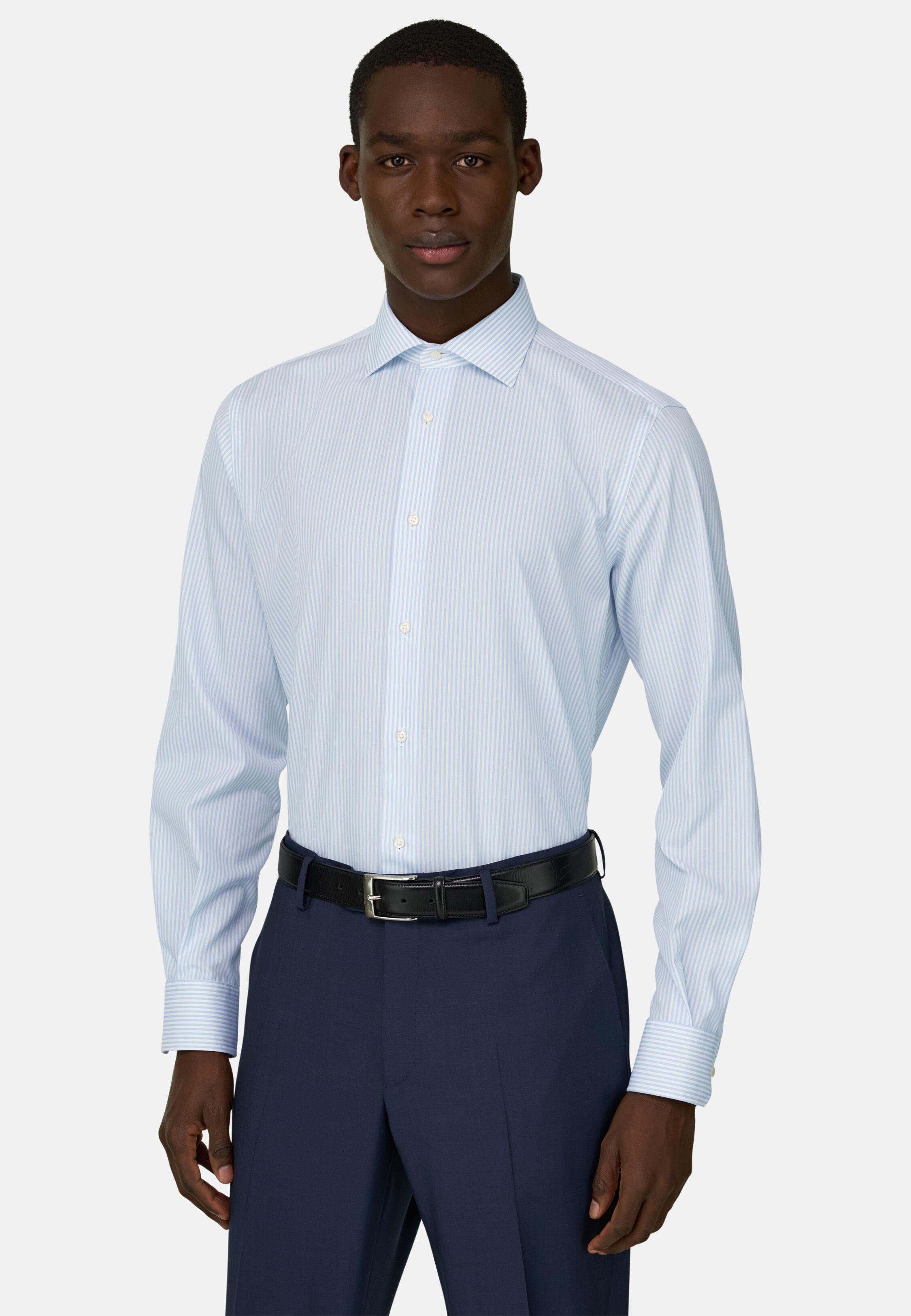 Regular Fit Striped Cotton Shirt Light Blue, Light Blue, medium