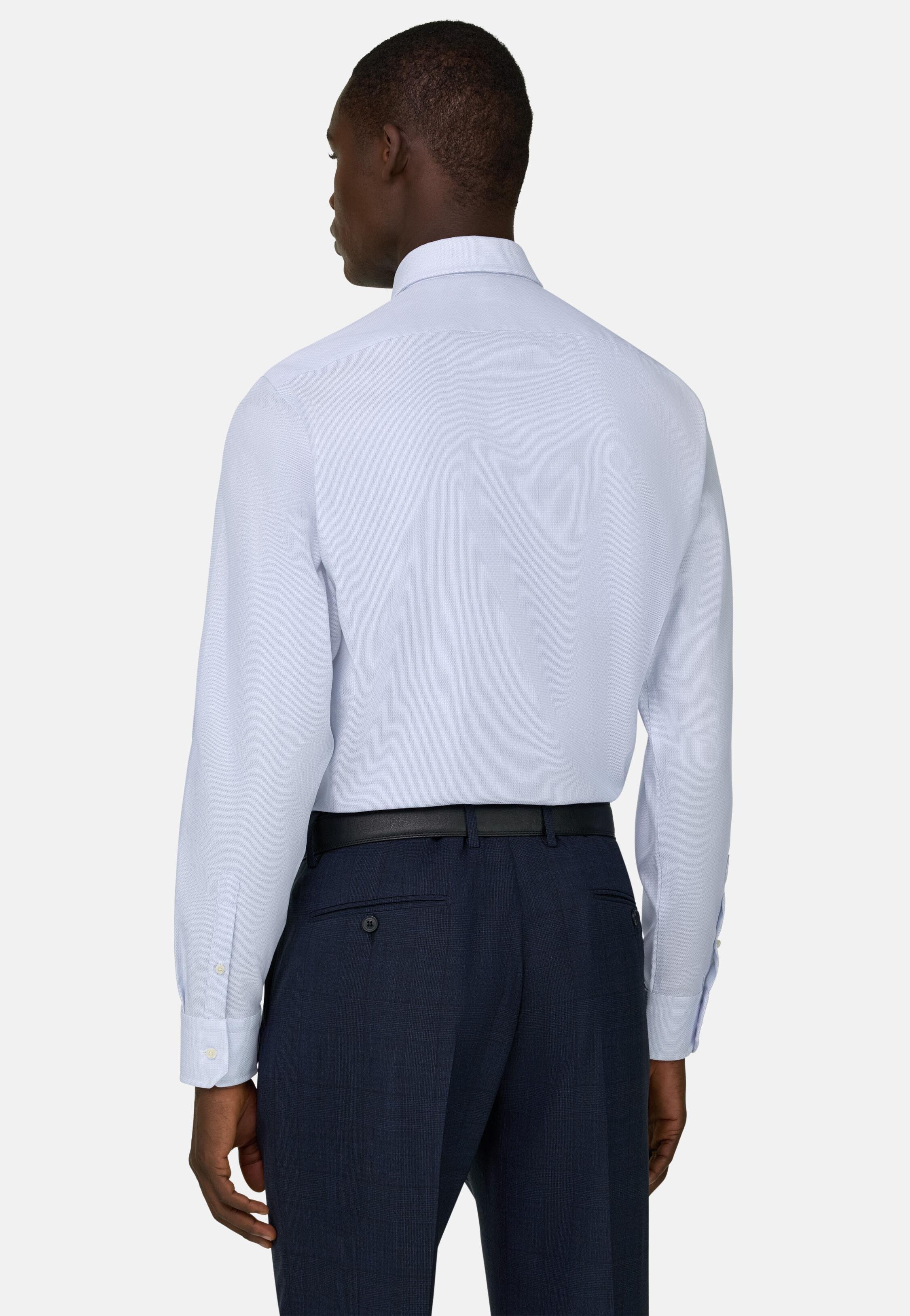 Blue Slim Fit Cotton Shirt, 3901_LTBL, medium