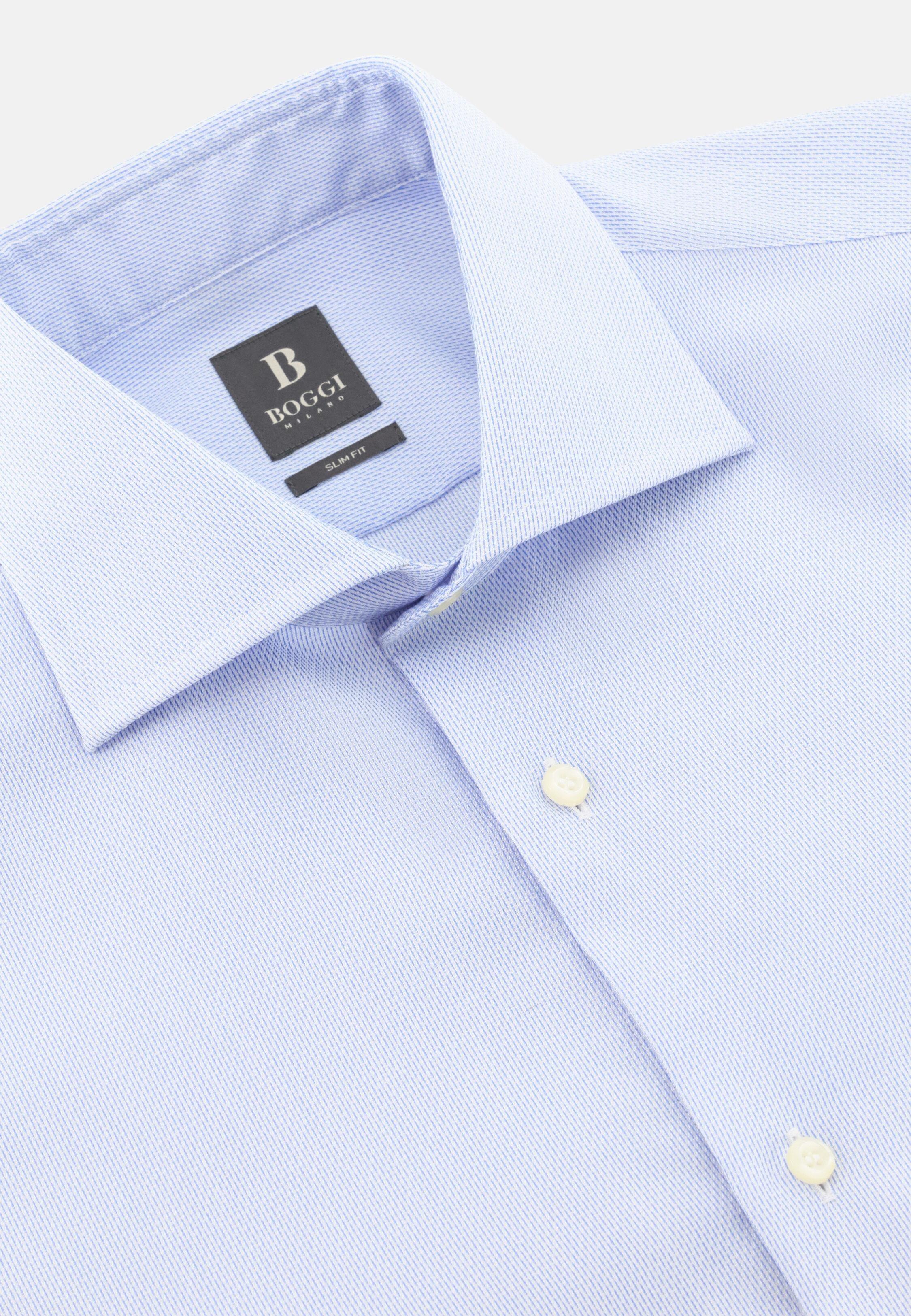 Blue Slim Fit Cotton Shirt, 3901_LTBL, large image number 3