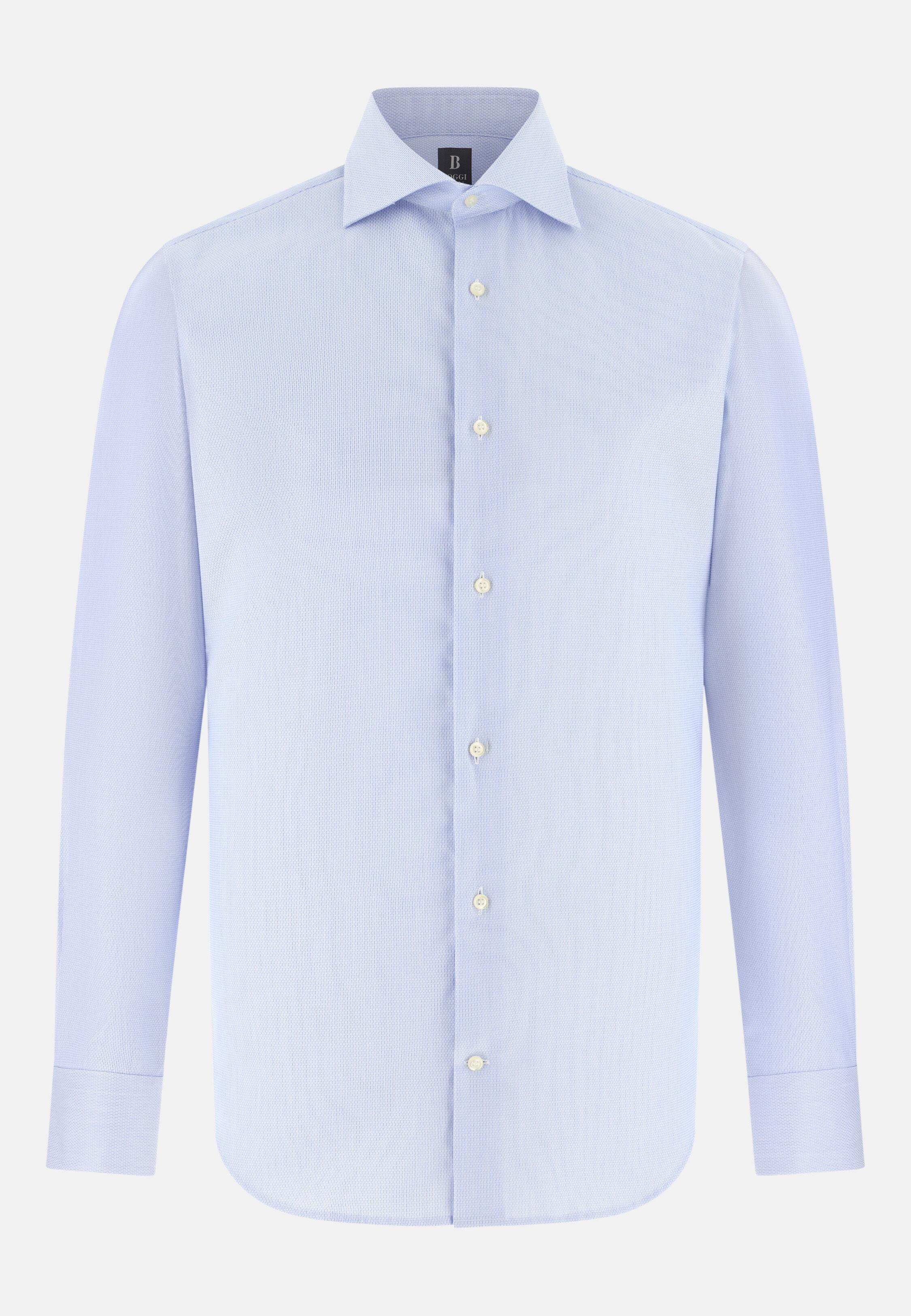 Blue Slim Fit Cotton Shirt, 3901_LTBL, large image number 4
