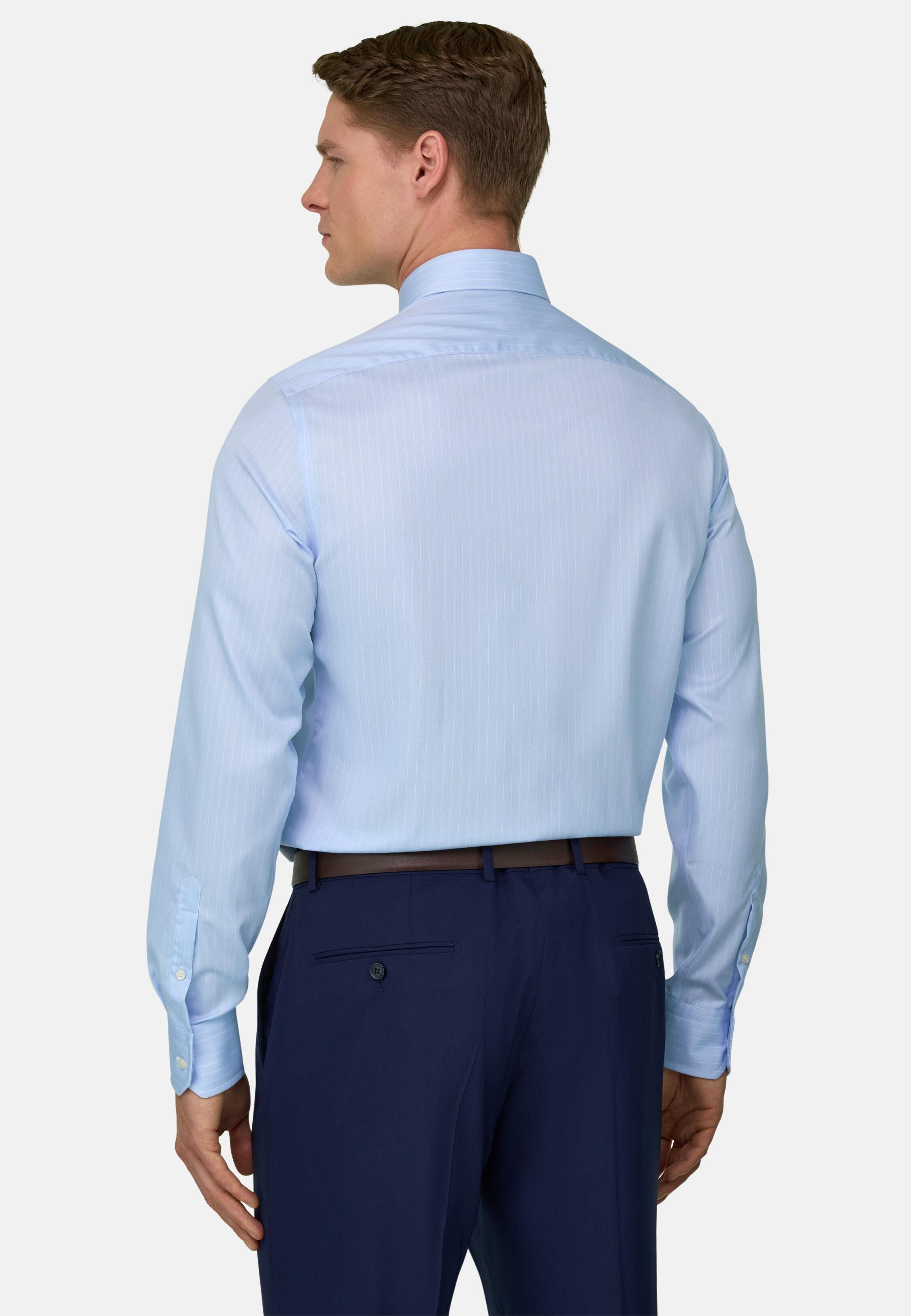 Slim Fit Striped Cotton Shirt Light Blue, 3901_LTBL, medium
