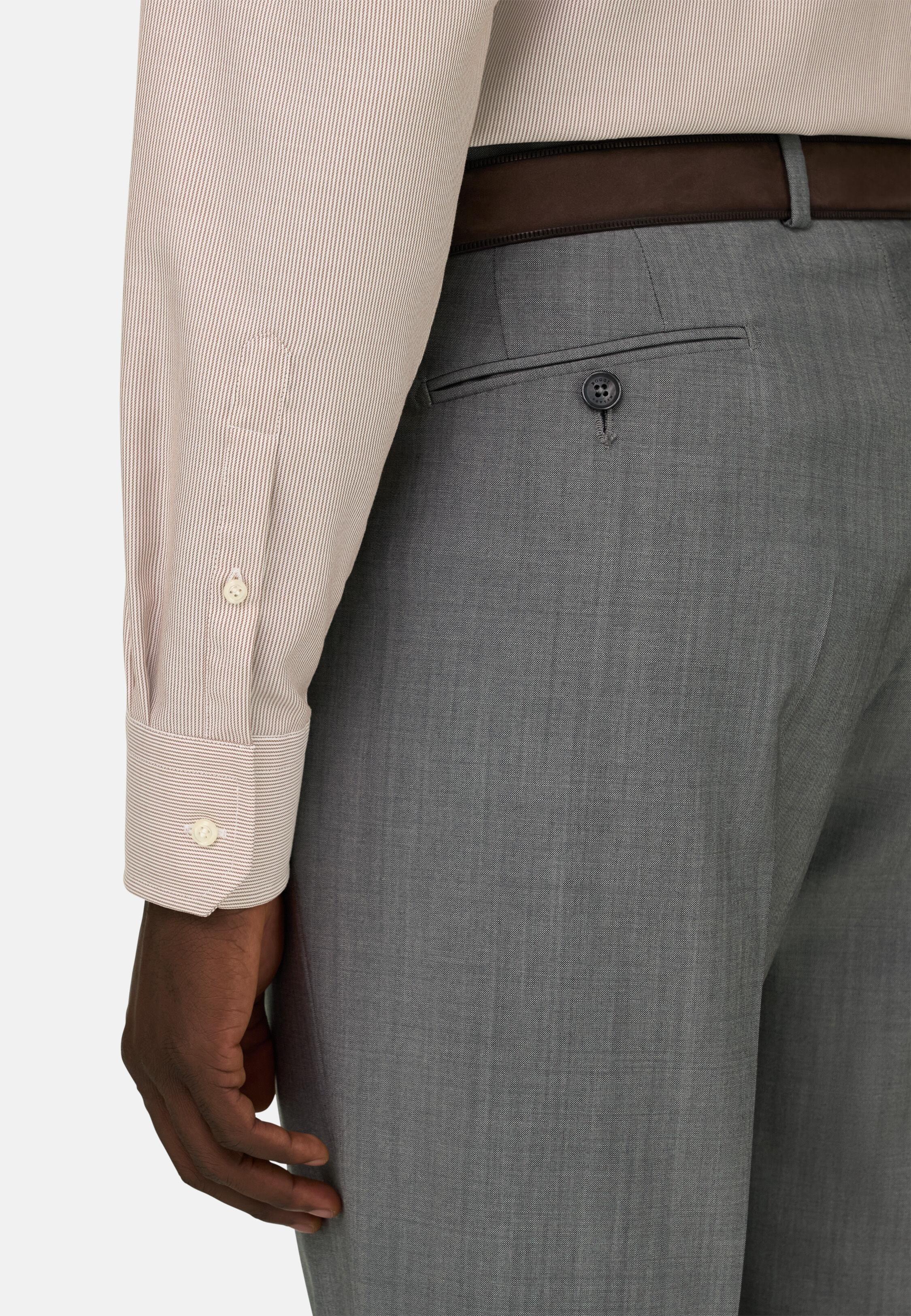 Brown Slim Fit Striped Cotton Shirt, 3901_HAZE, medium