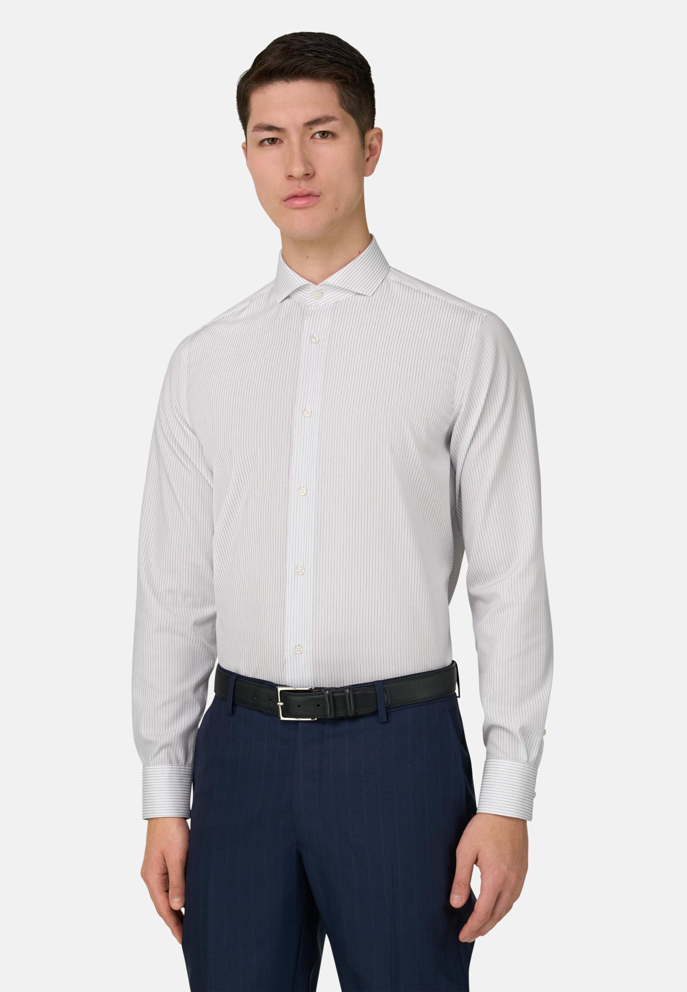 Slim Fit Striped Cotton Shirt Blue, 3901_BLUE, medium