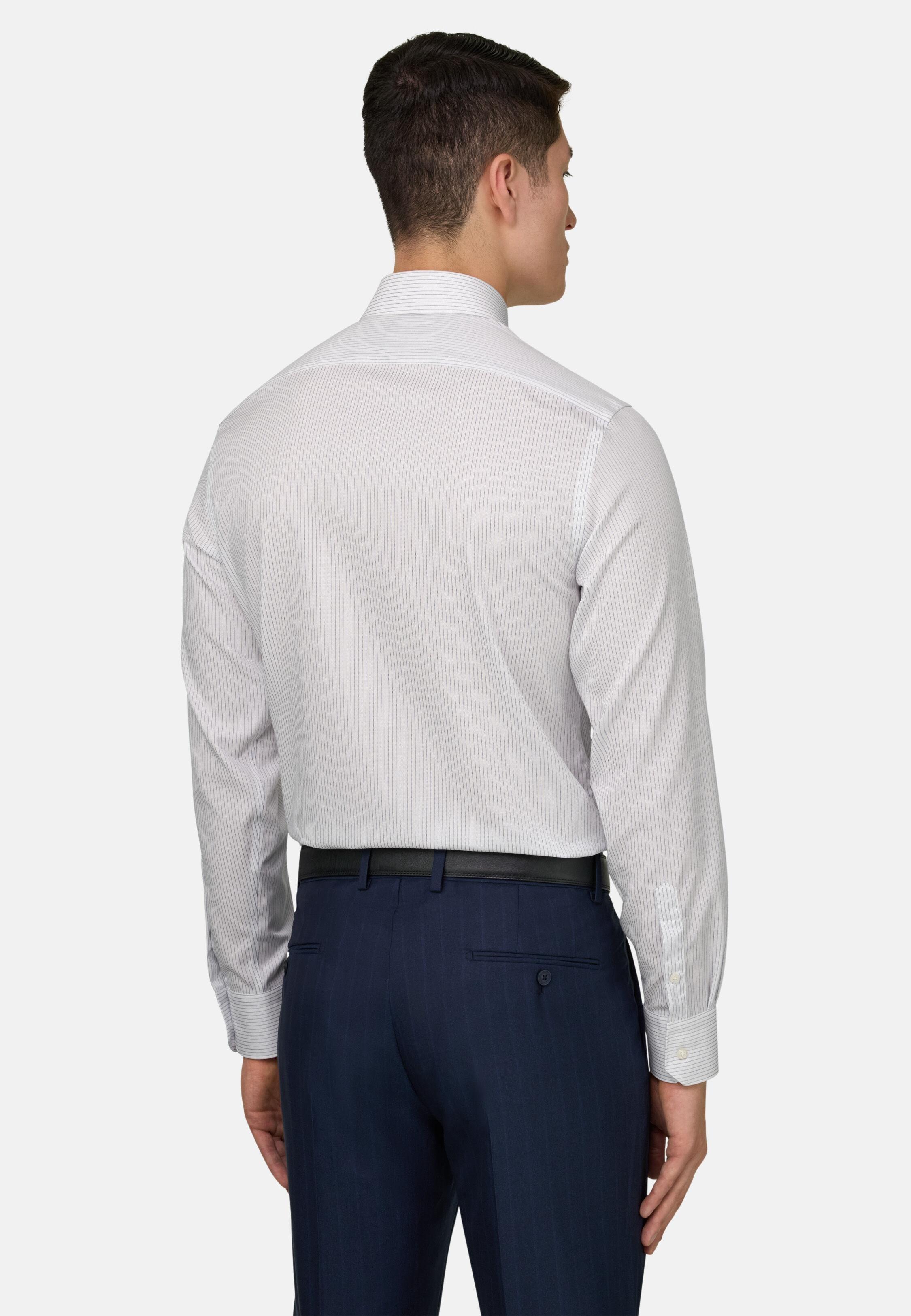 Slim Fit Striped Cotton Shirt Blue, Blue, large image number 3